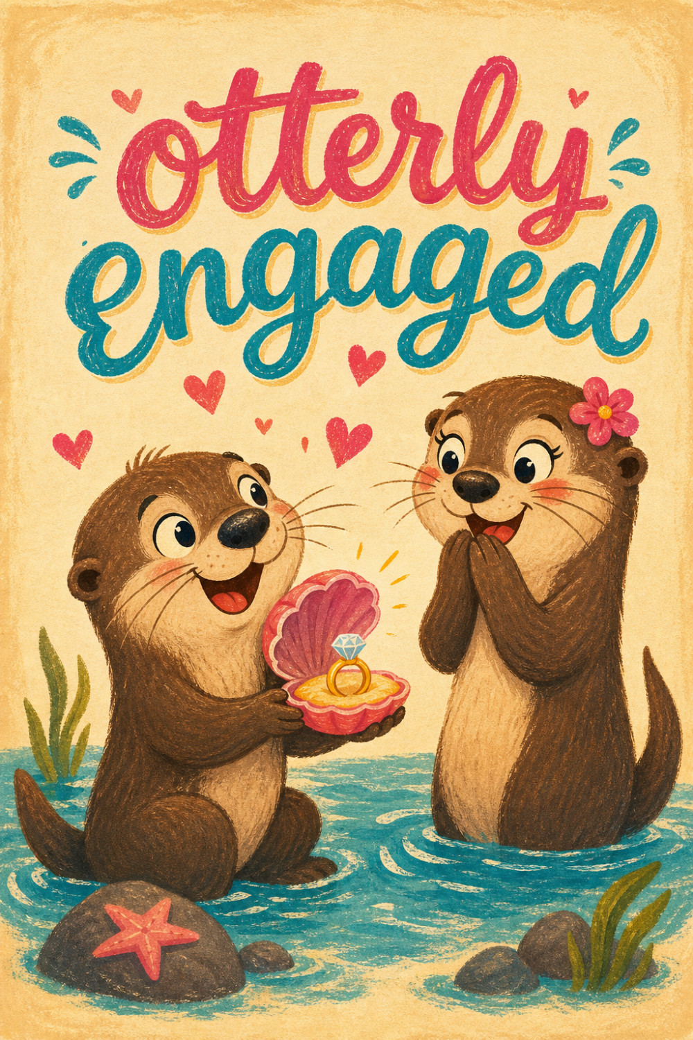 Otter Proposal — cartoon style engagement greeting card