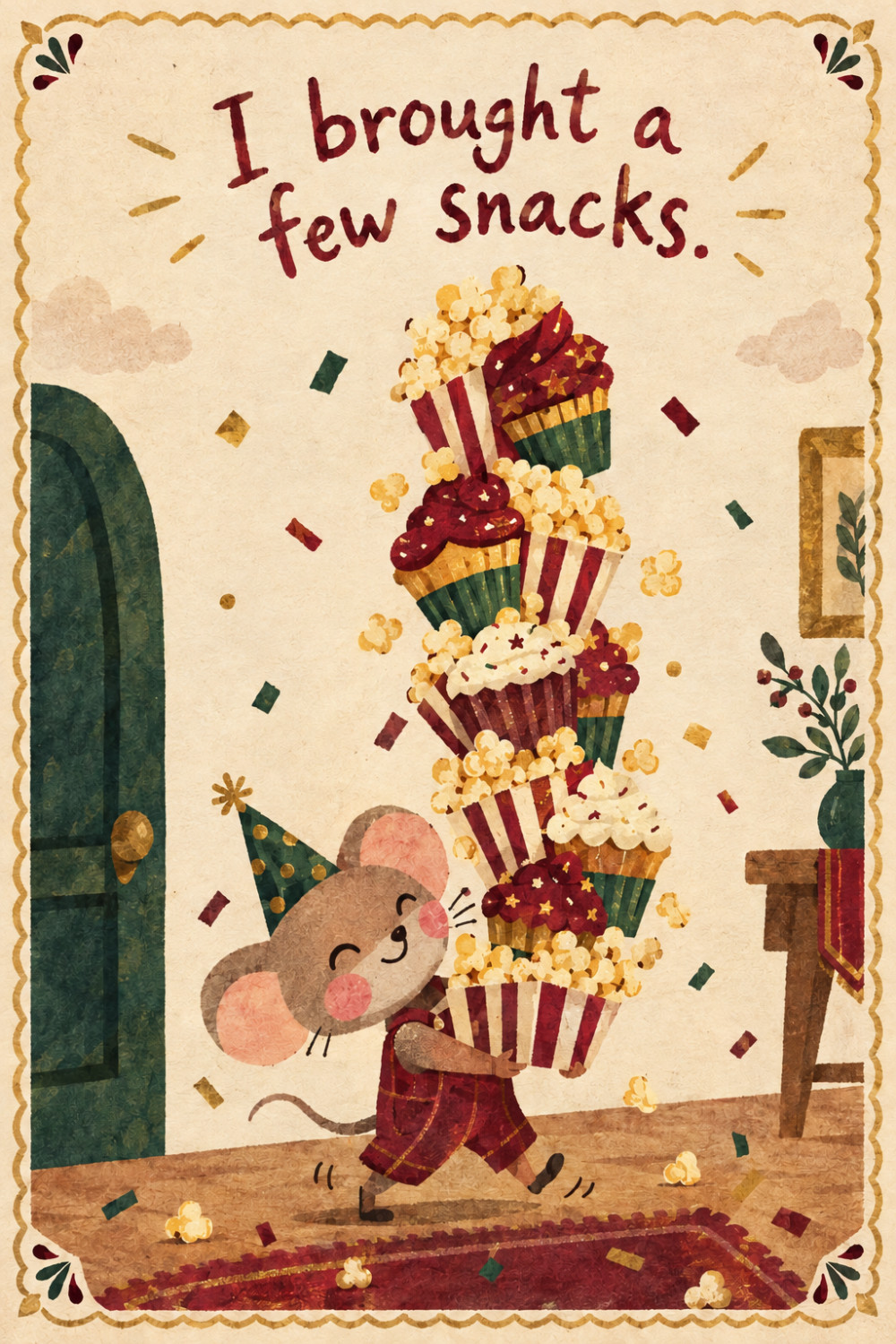 Snack Tower — artistic style birthday greeting card