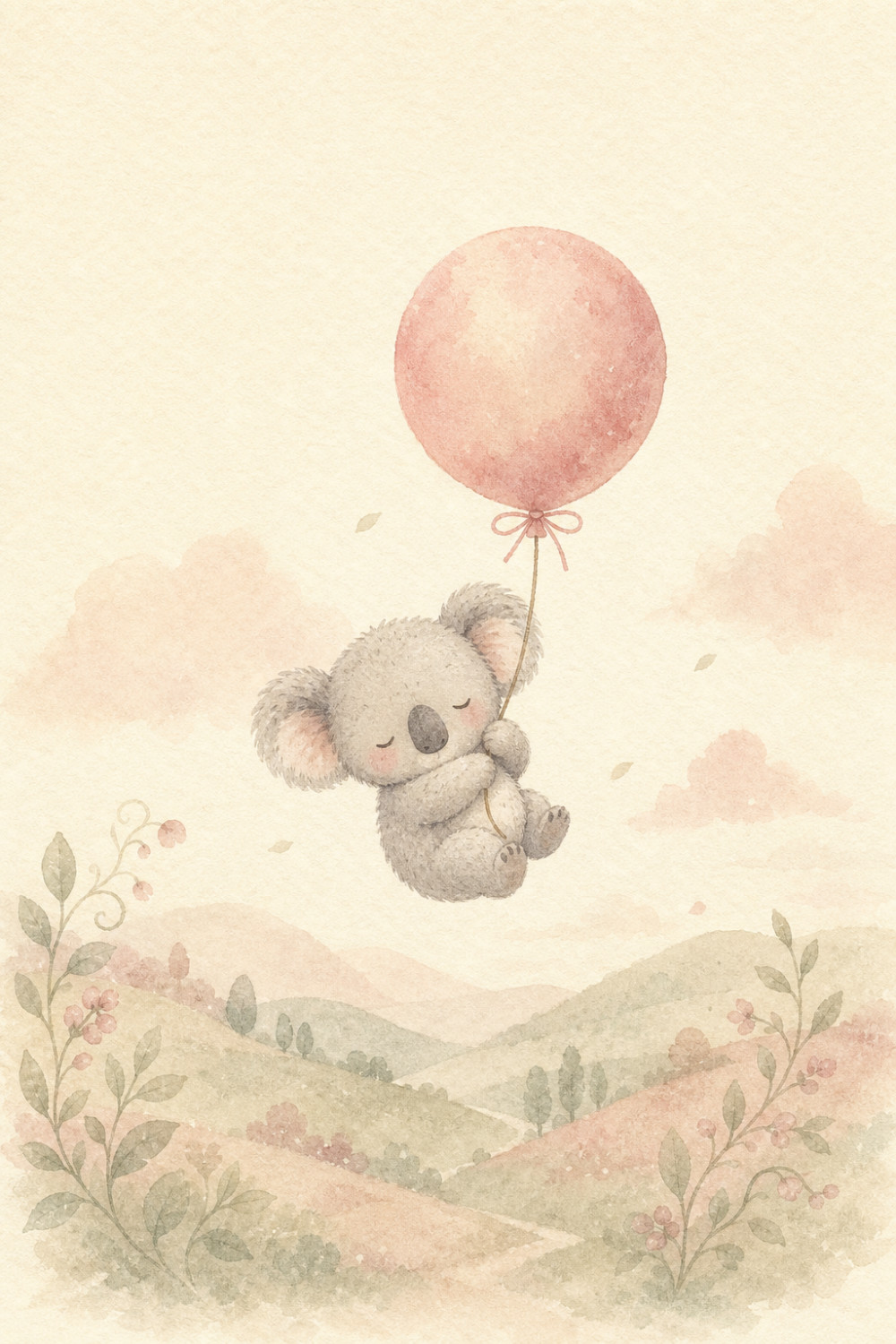 Koala Balloon — calm style birthday greeting card