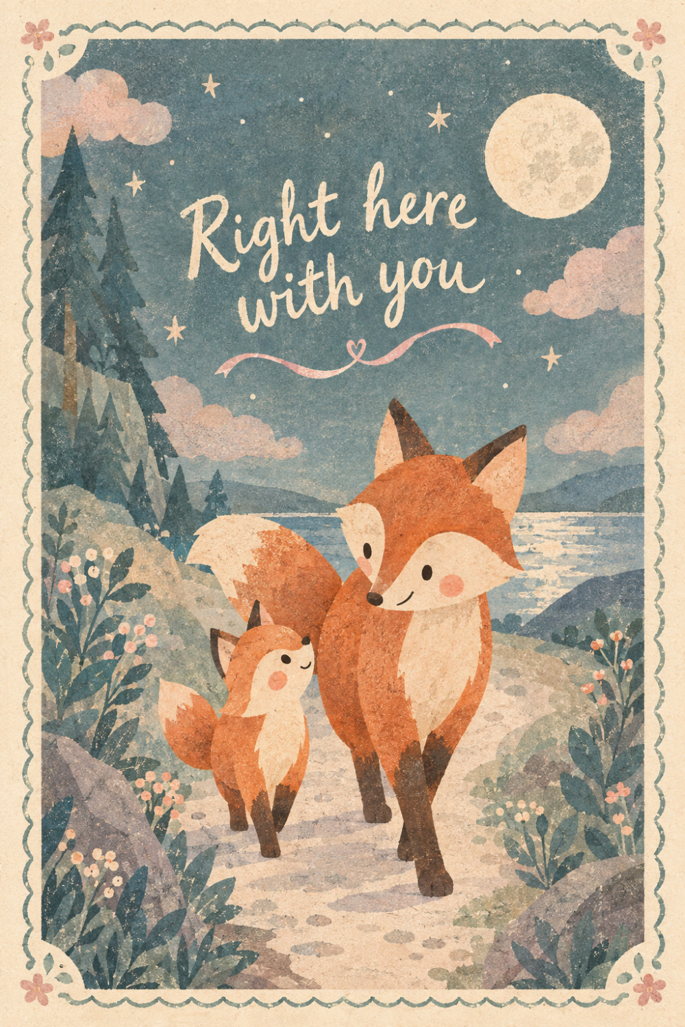Moonlit Walk — artistic style thinking of you greeting card