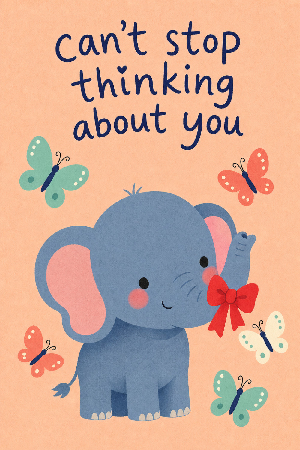 Blue Elephant — colorful style thinking of you greeting card