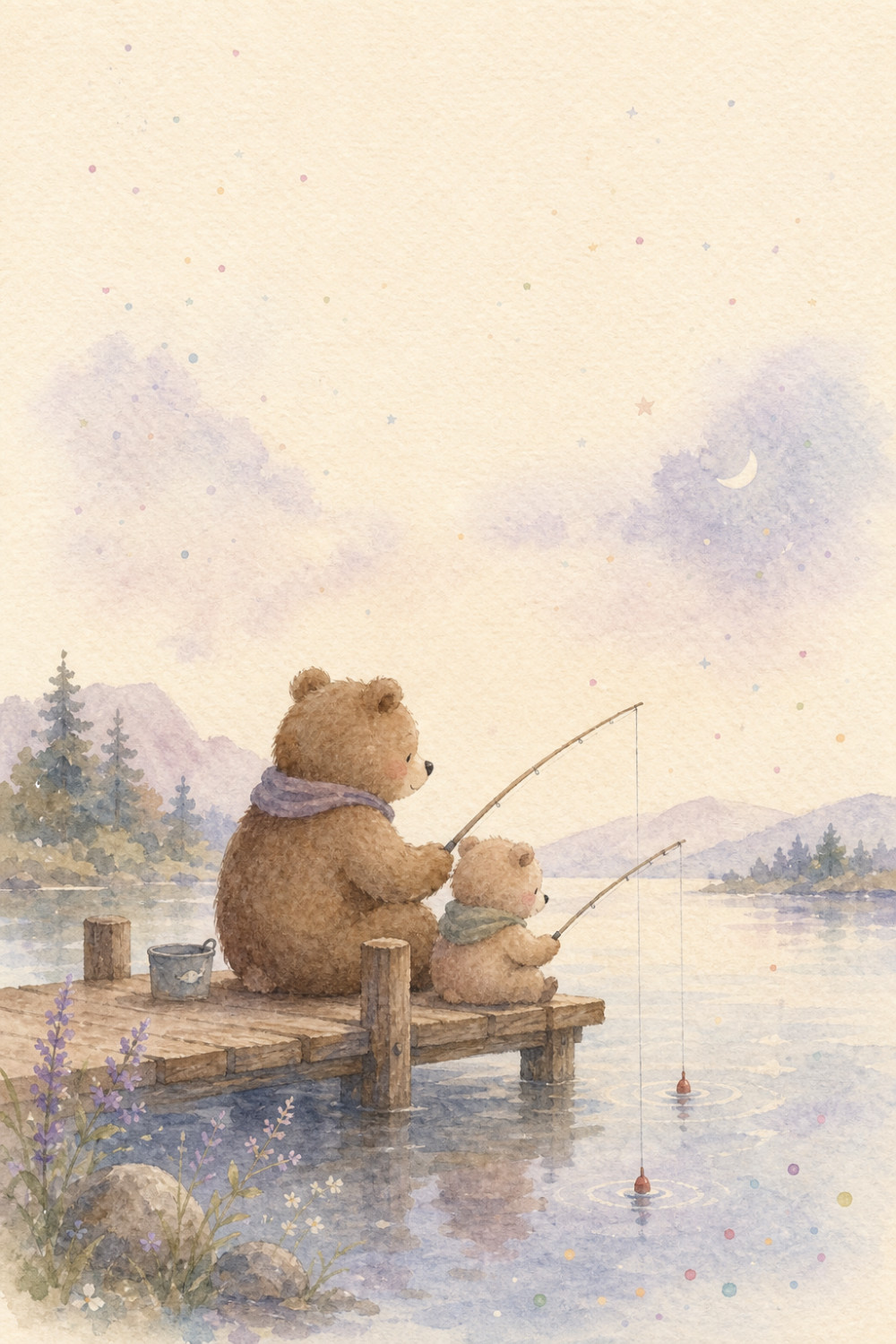 Fishing Bears — calm style father's day greeting card