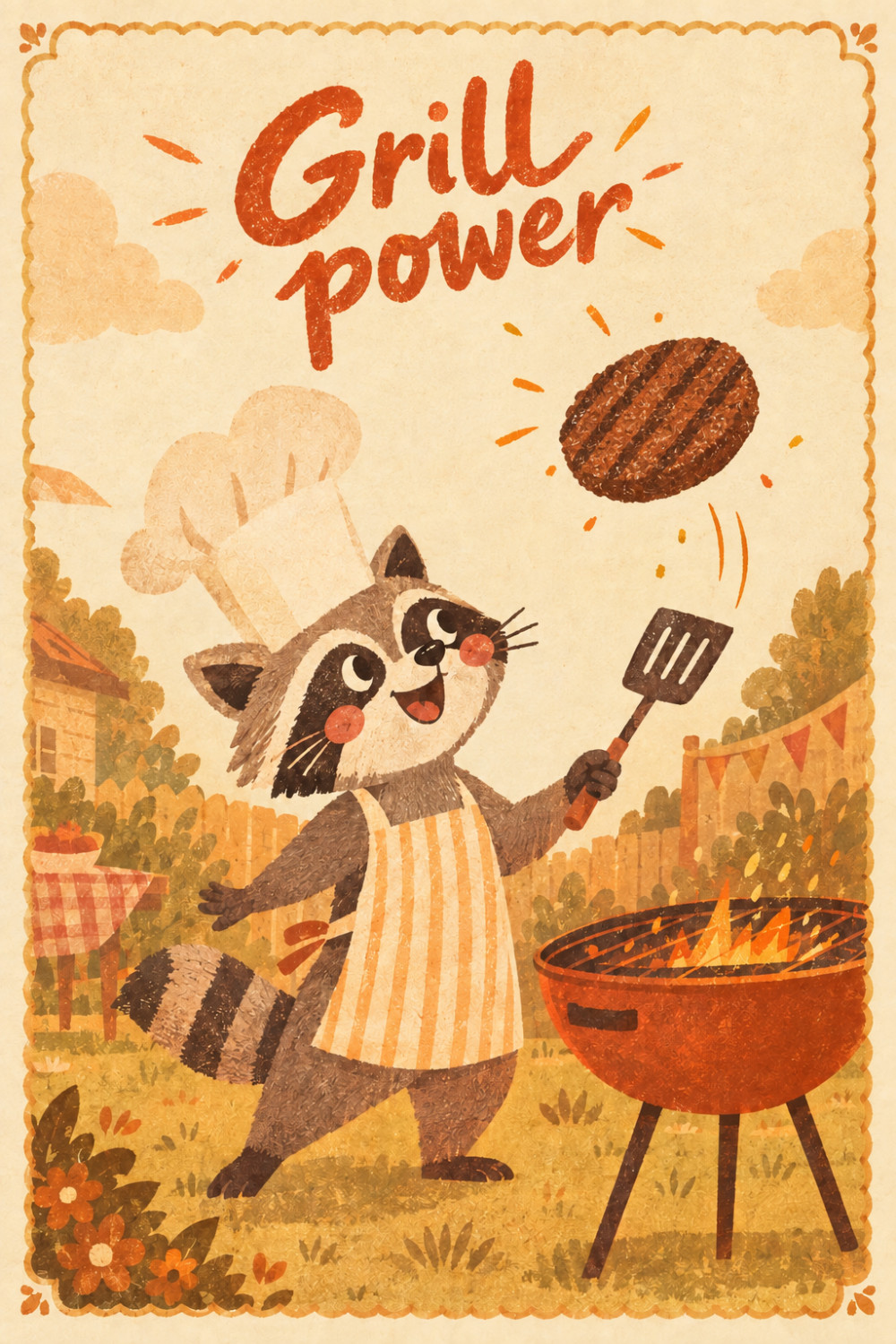 Grill Flip — artistic style birthday greeting card