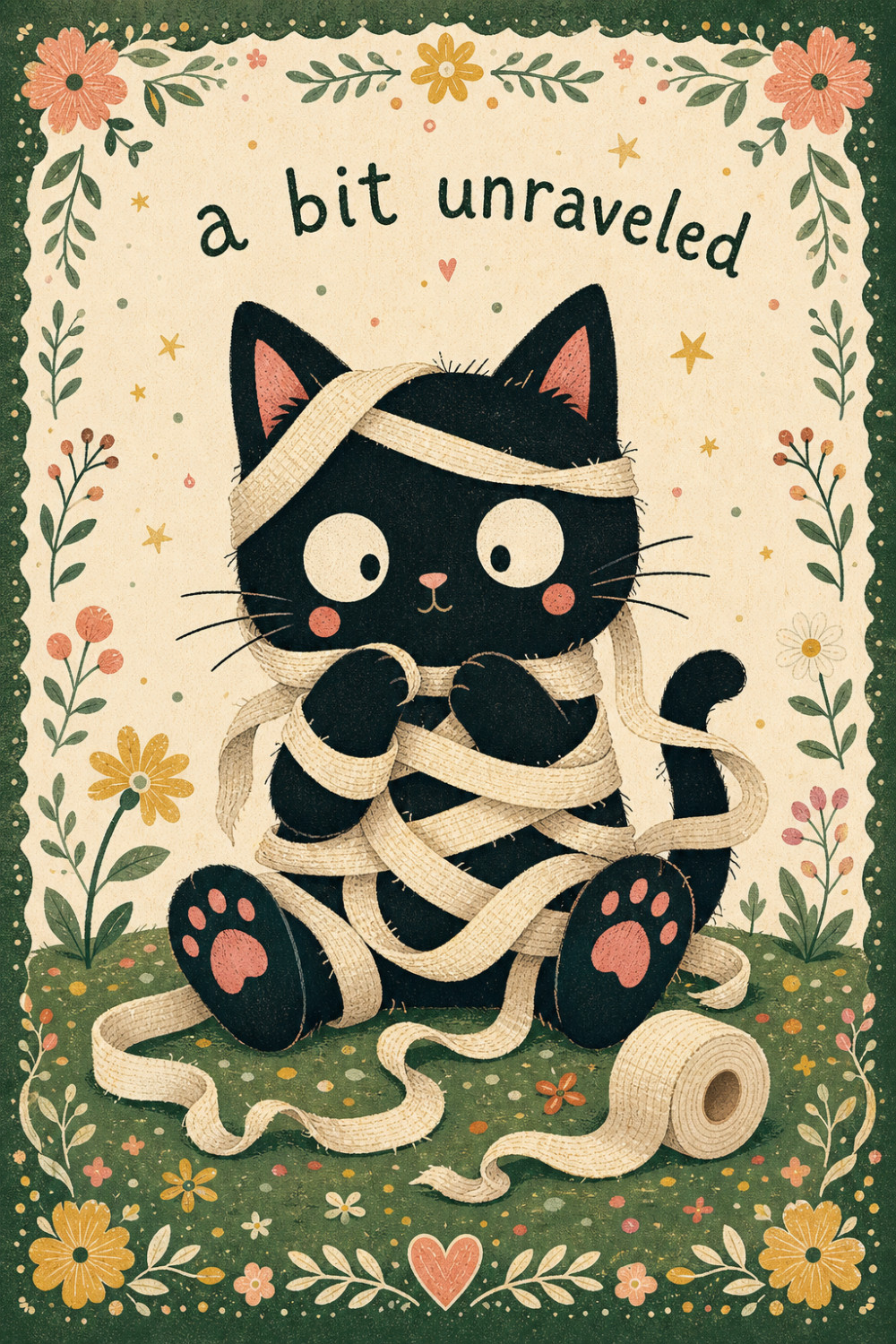 Wrapped Cat — colorful style halloween greeting card