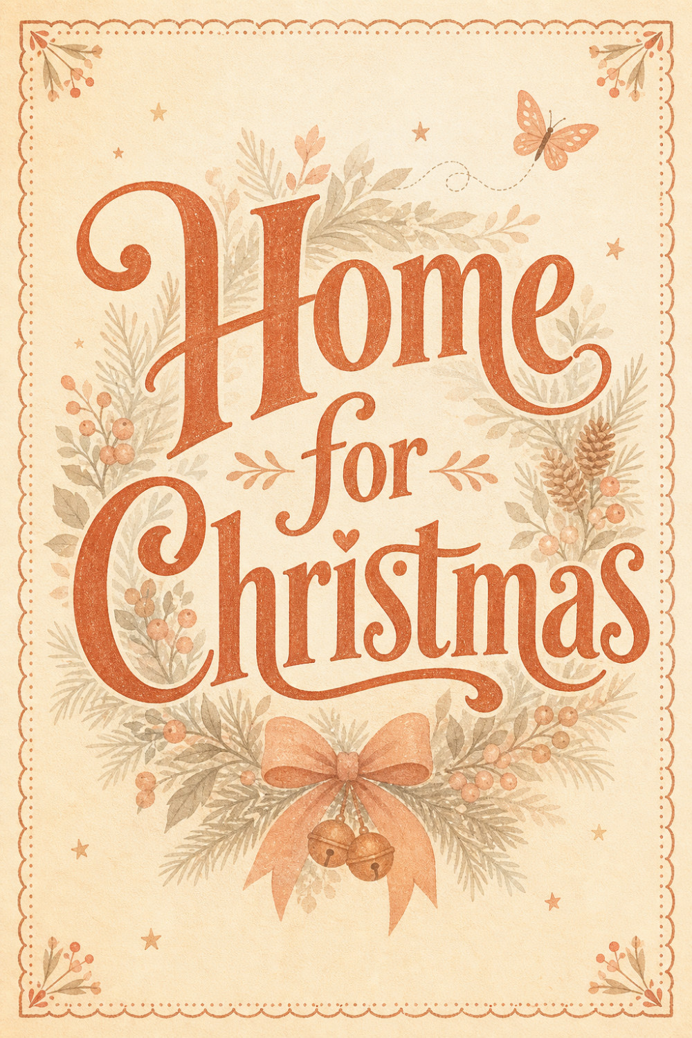 Cozy Wreath — calm style christmas greeting card