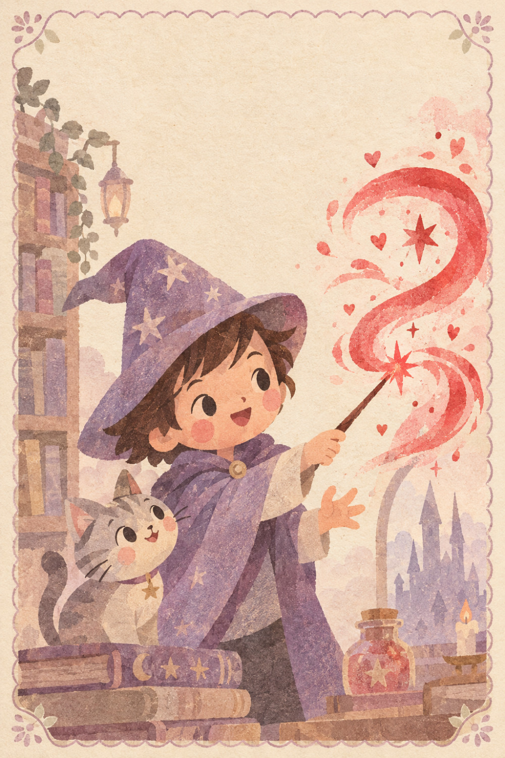 Wizard Whimsy — minimal style birthday greeting card