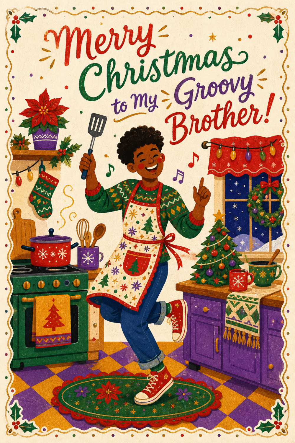 Festive Cooking — colorful style christmas greeting card