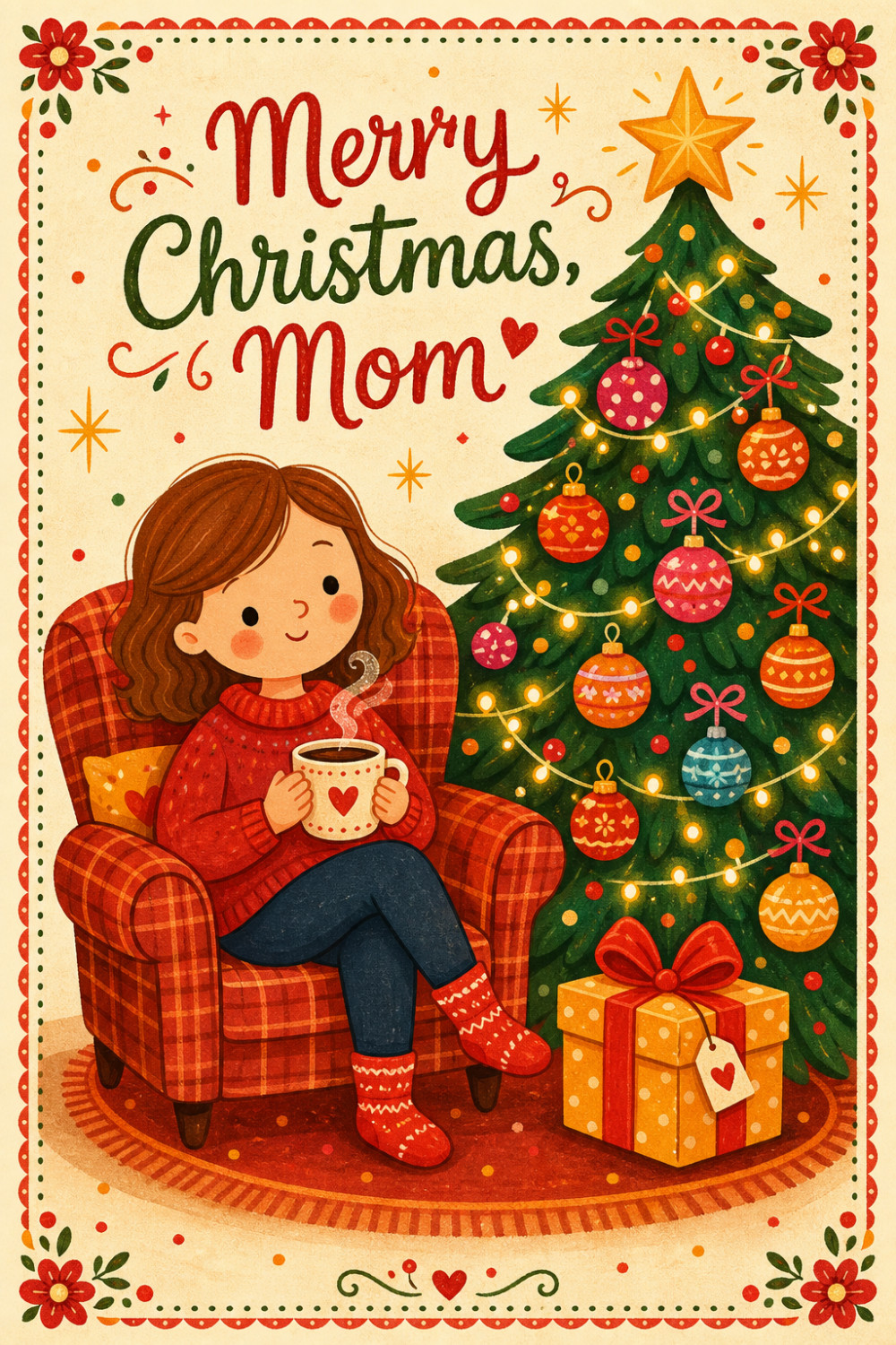 Cozy Christmas — colorful style christmas greeting card