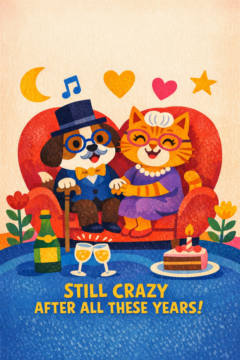 Happy Couple — colorful style anniversary greeting card