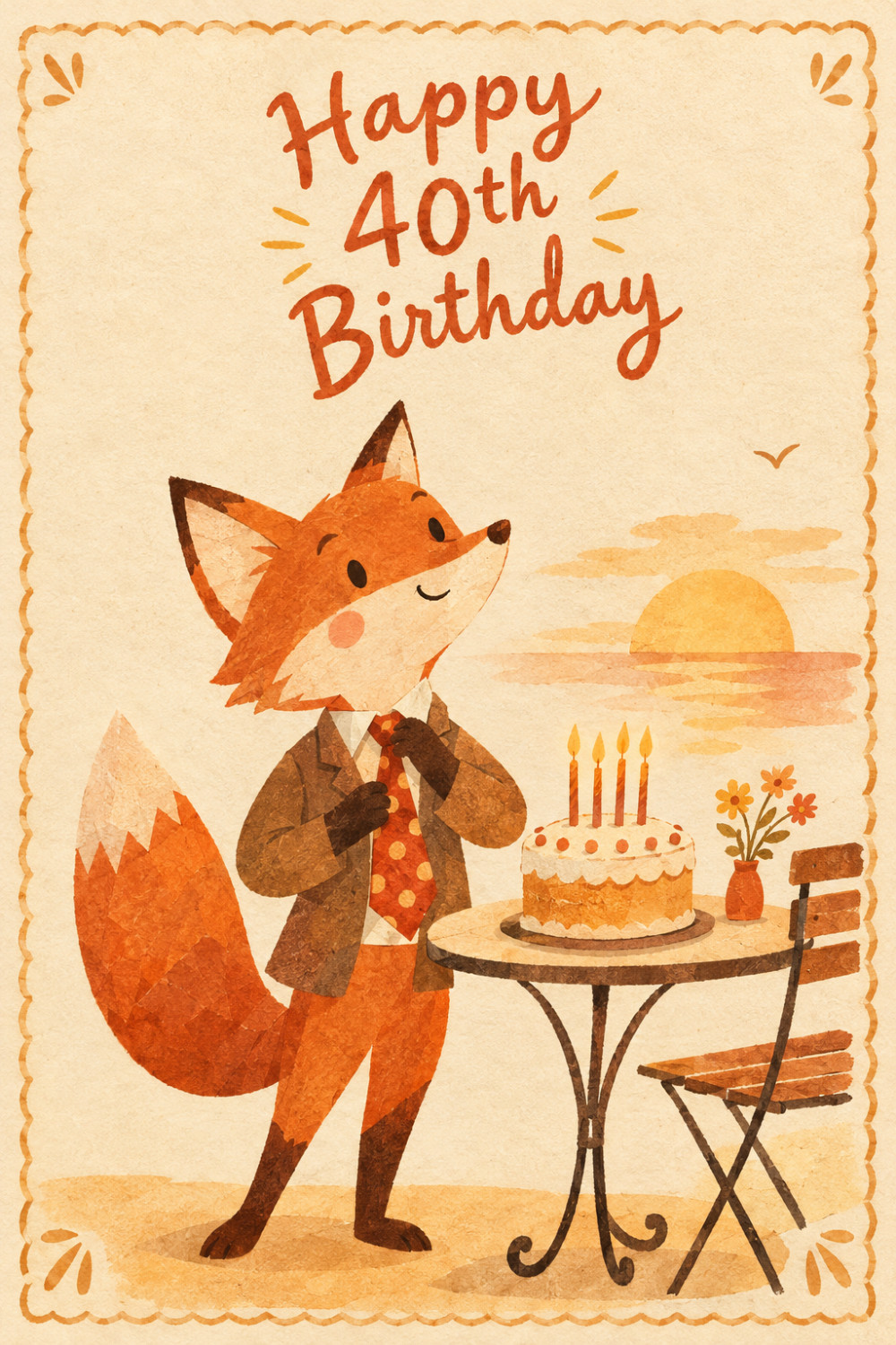 Sunset Chef — artistic style birthday greeting card