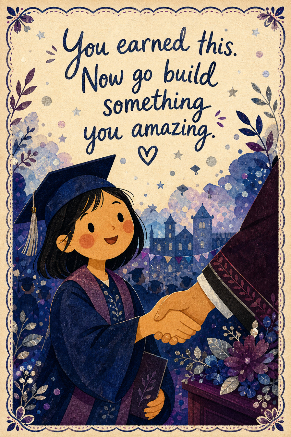 Joyful Handshake — artistic style graduation greeting card