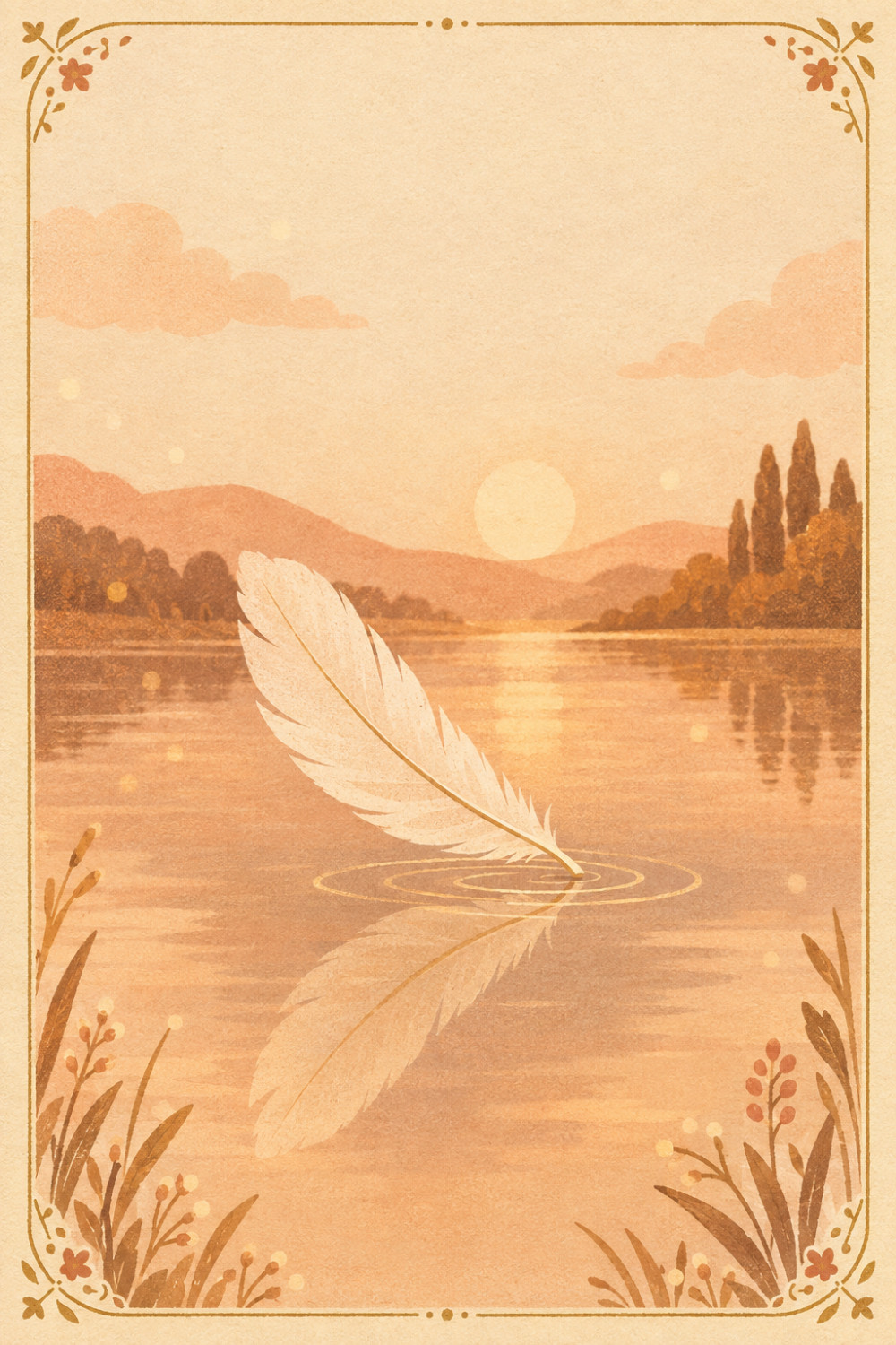 Feather Ripple — elegant style condolences greeting card