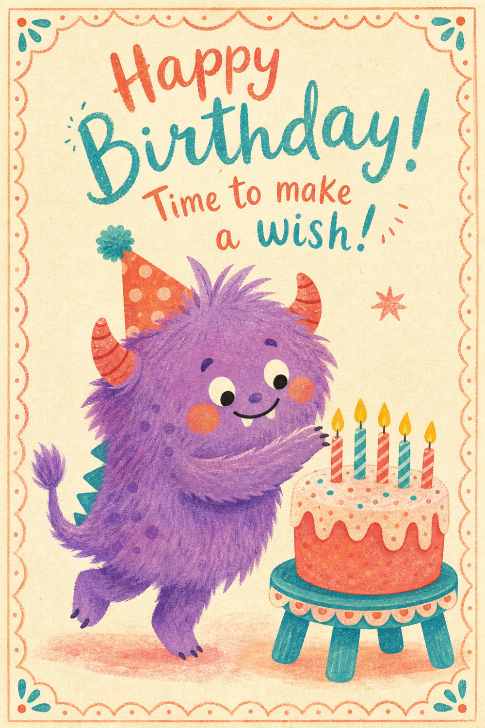 Purple Party — artistic style birthday greeting card