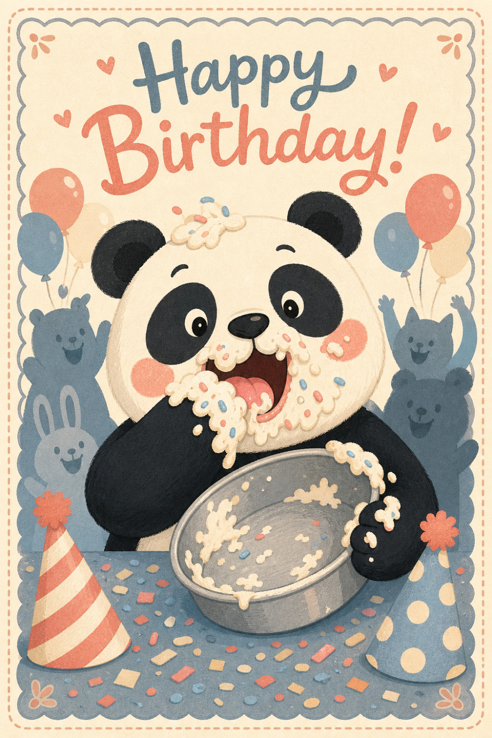 Happy Panda — cartoon style birthday greeting card