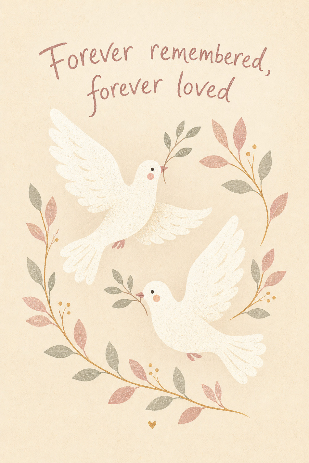 Forever Doves — minimal style condolences greeting card