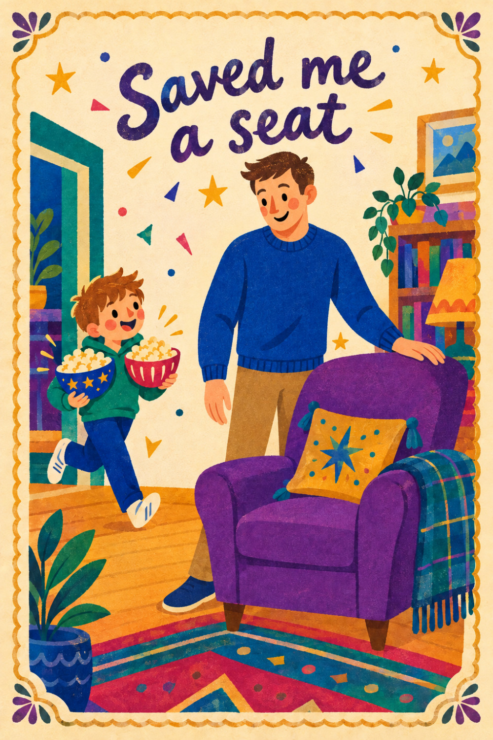 Popcorn Arrival — colorful style birthday greeting card