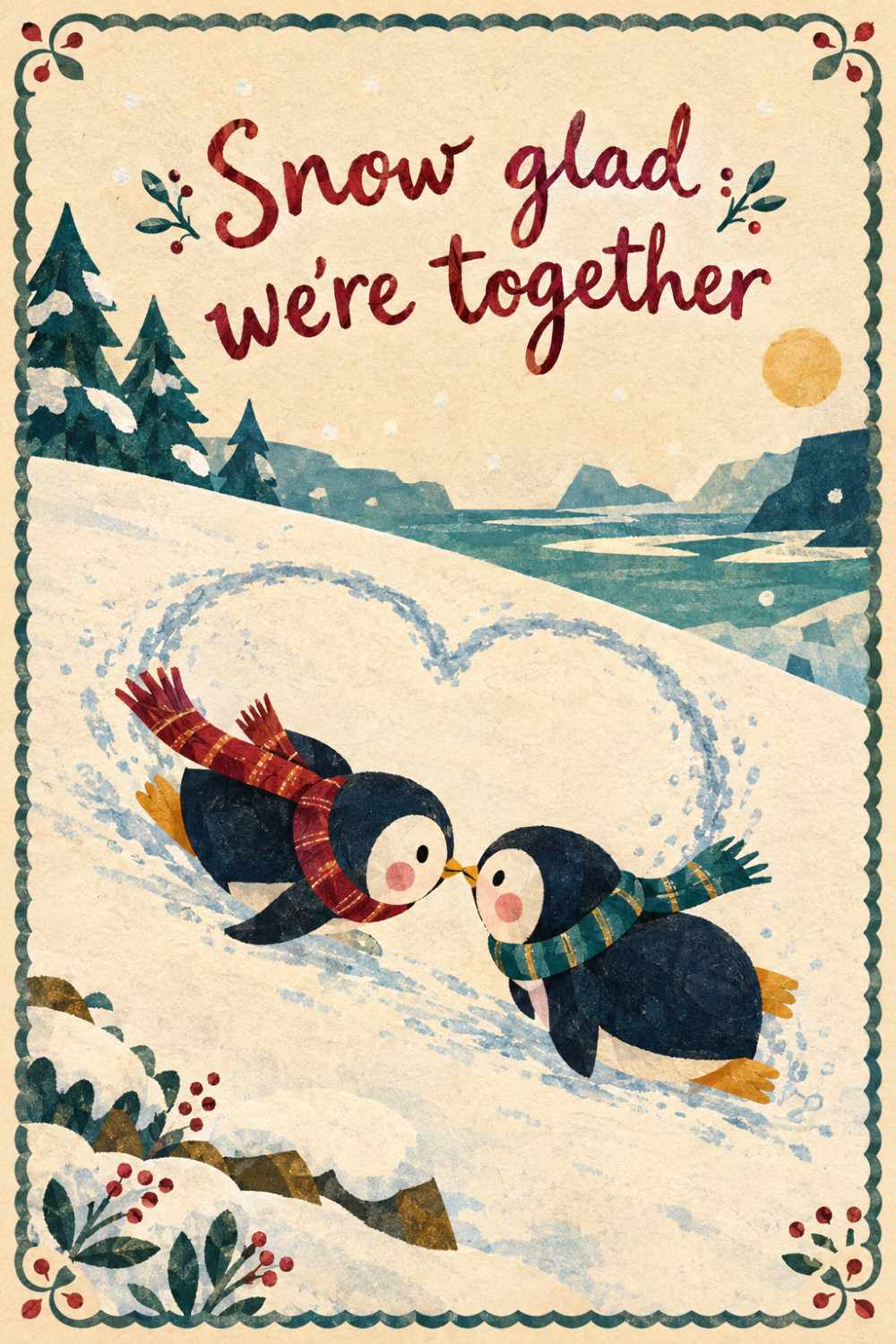 Heart Slide — artistic style christmas greeting card