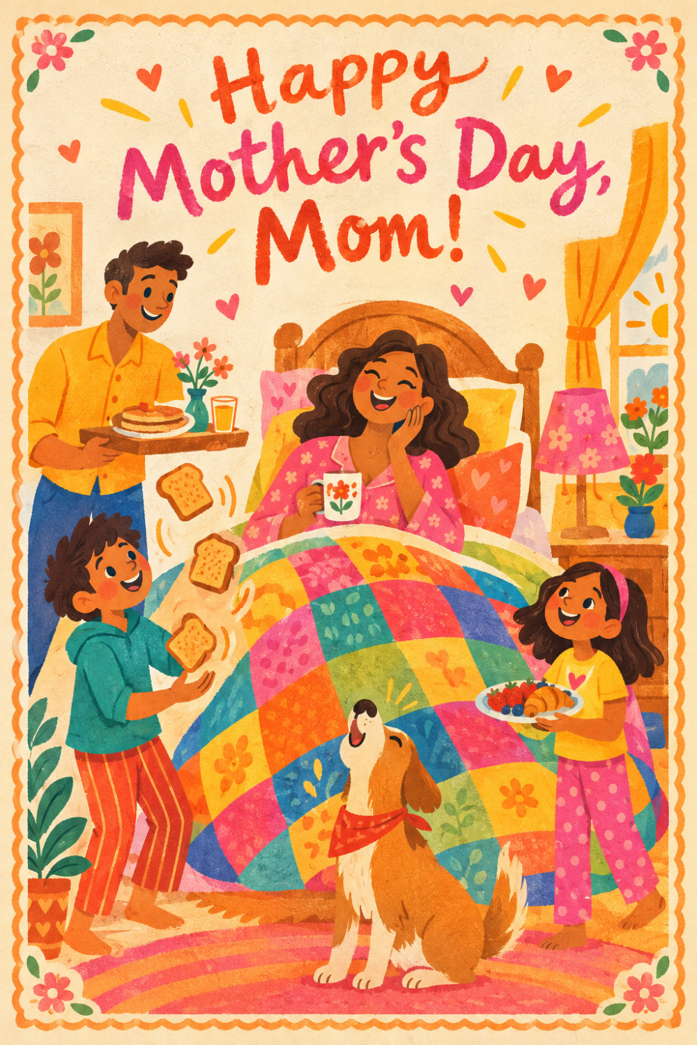 Breakfast Parade — colorful style mother's day greeting card