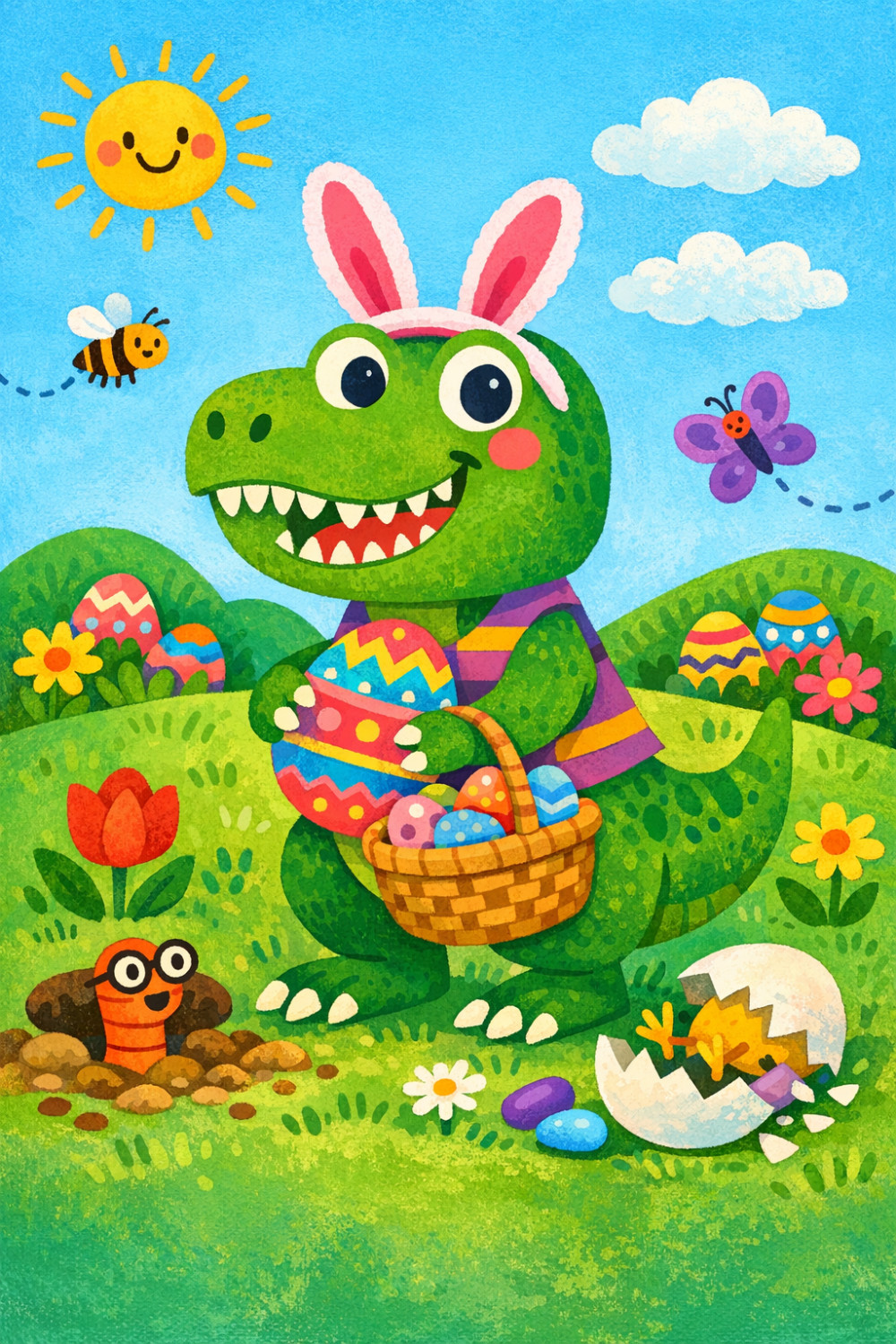 Cheeky Bunny — cartoon style easter greeting card