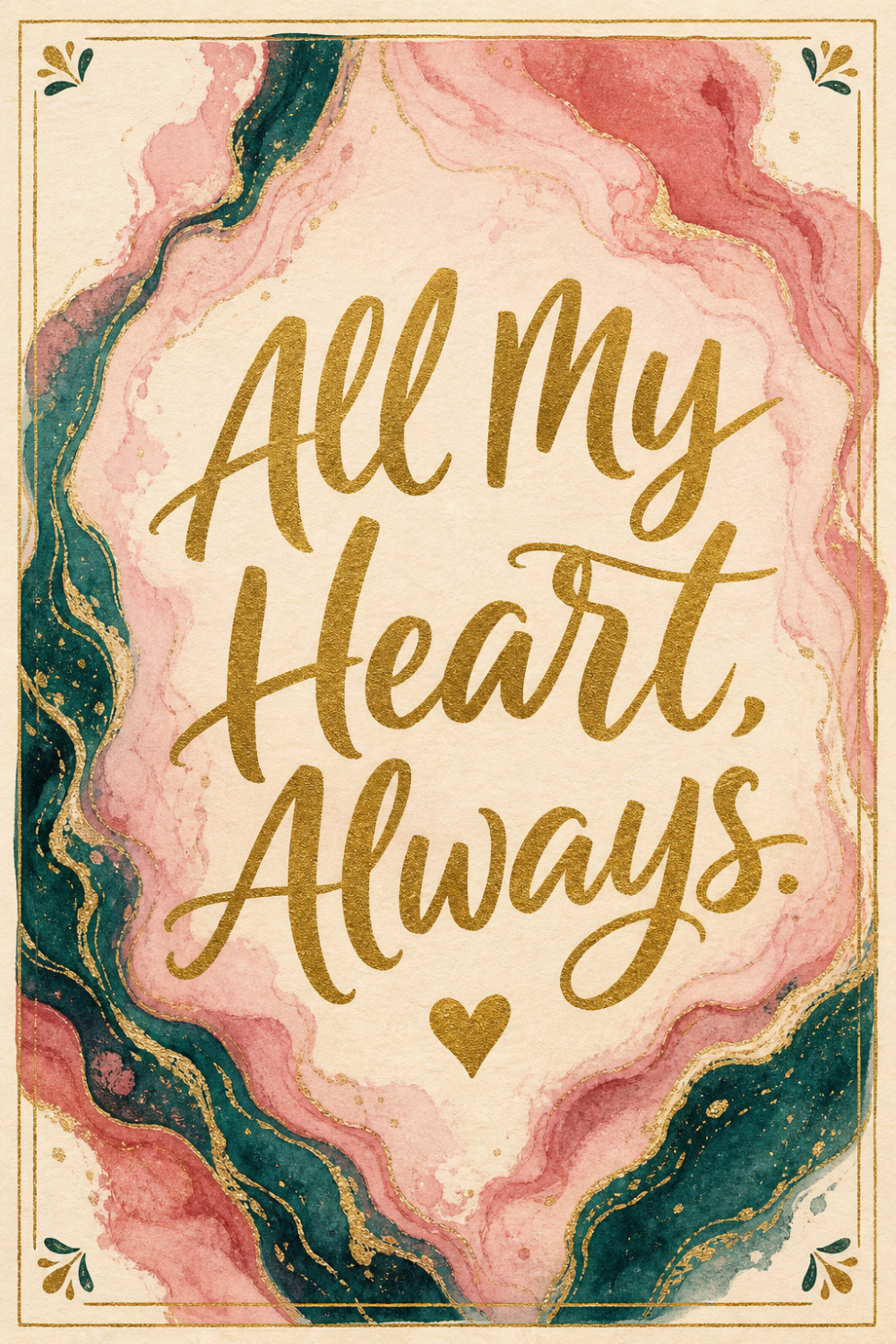 Marbled Heart — artistic style valentine's day greeting card