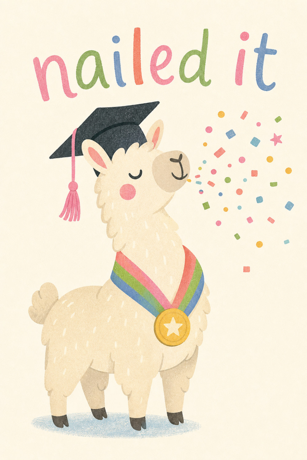 Llama Graduate — colorful style congratulations greeting card