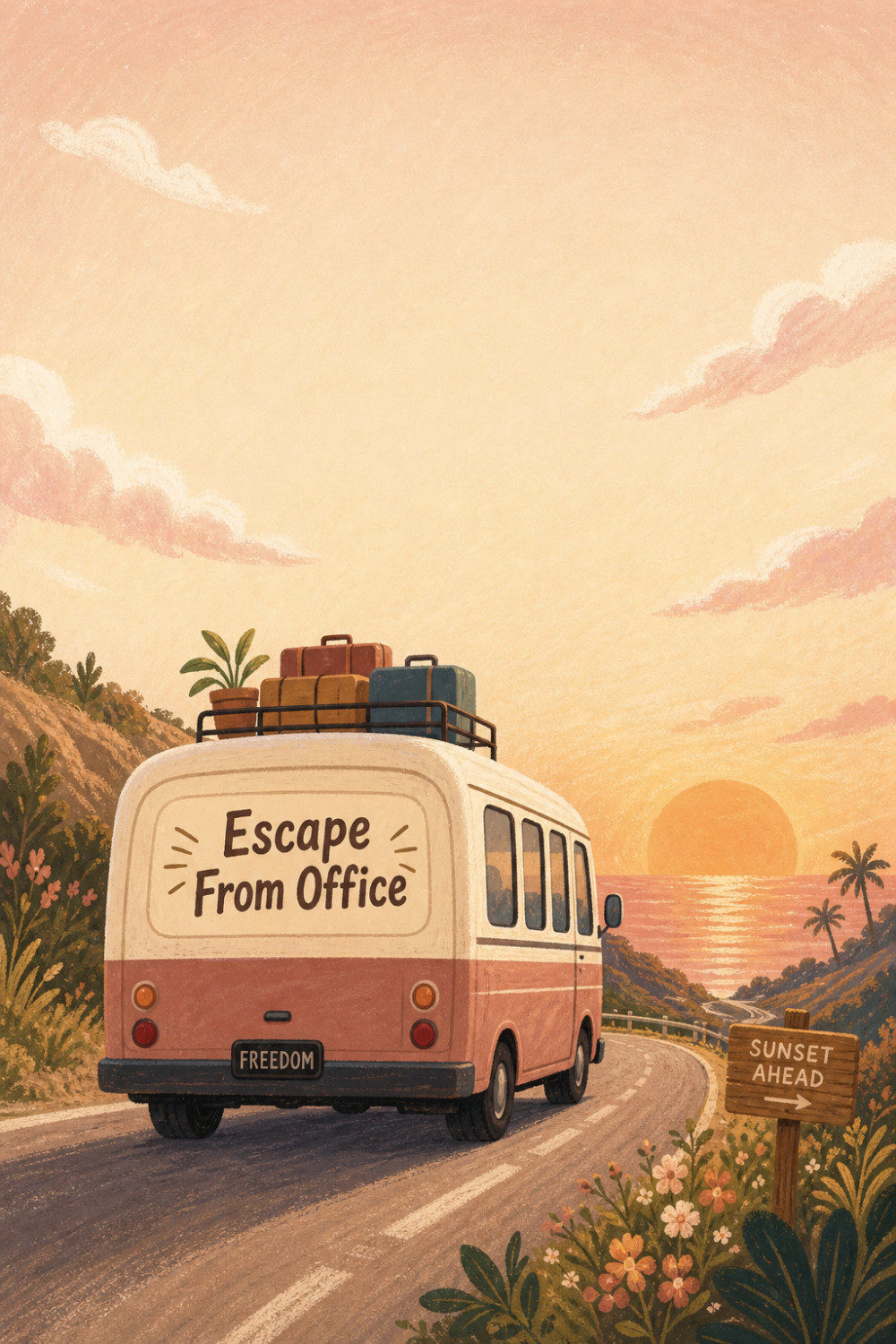 Freedom Road — colorful style farewell greeting card