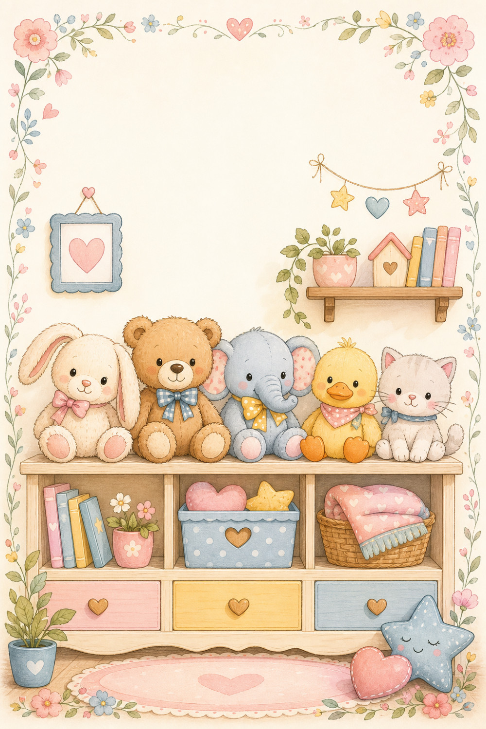 Toy Shelf — cartoon style new baby greeting card