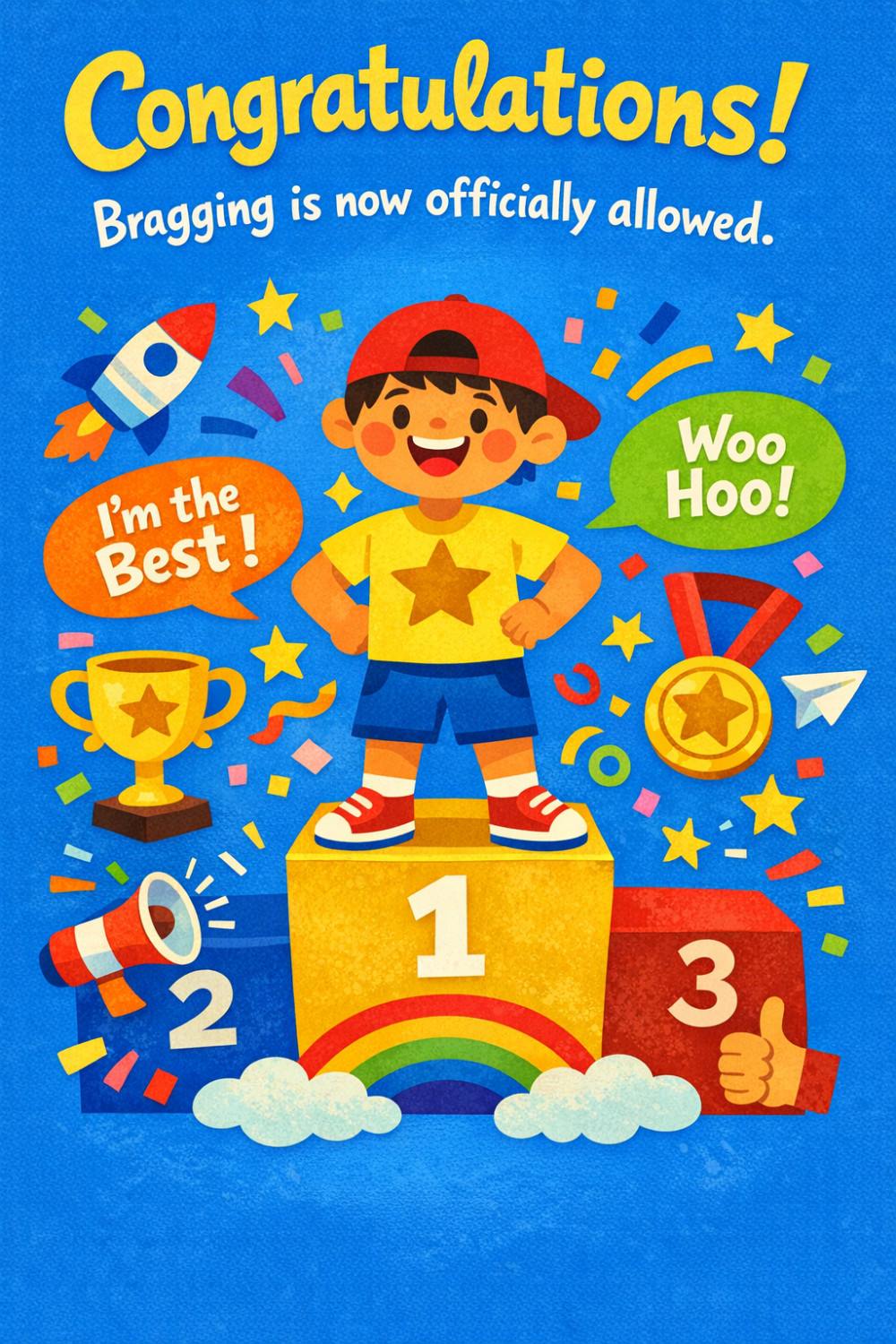 Number 1 — colorful style congratulations greeting card