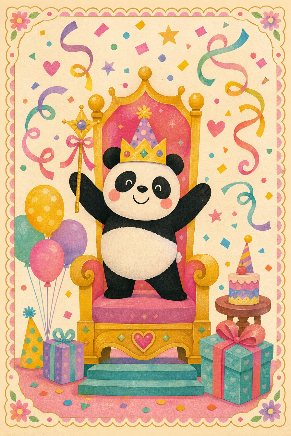 Royal Panda — colorful style birthday greeting card