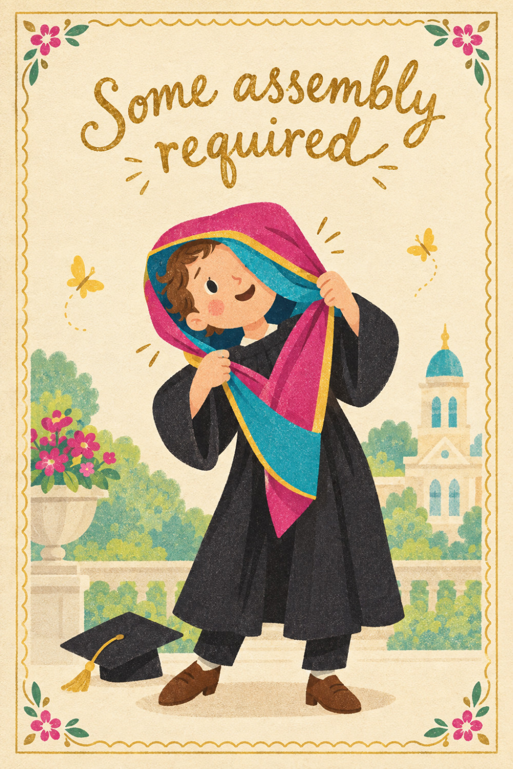 Colorful Assembly — elegant style graduation greeting card