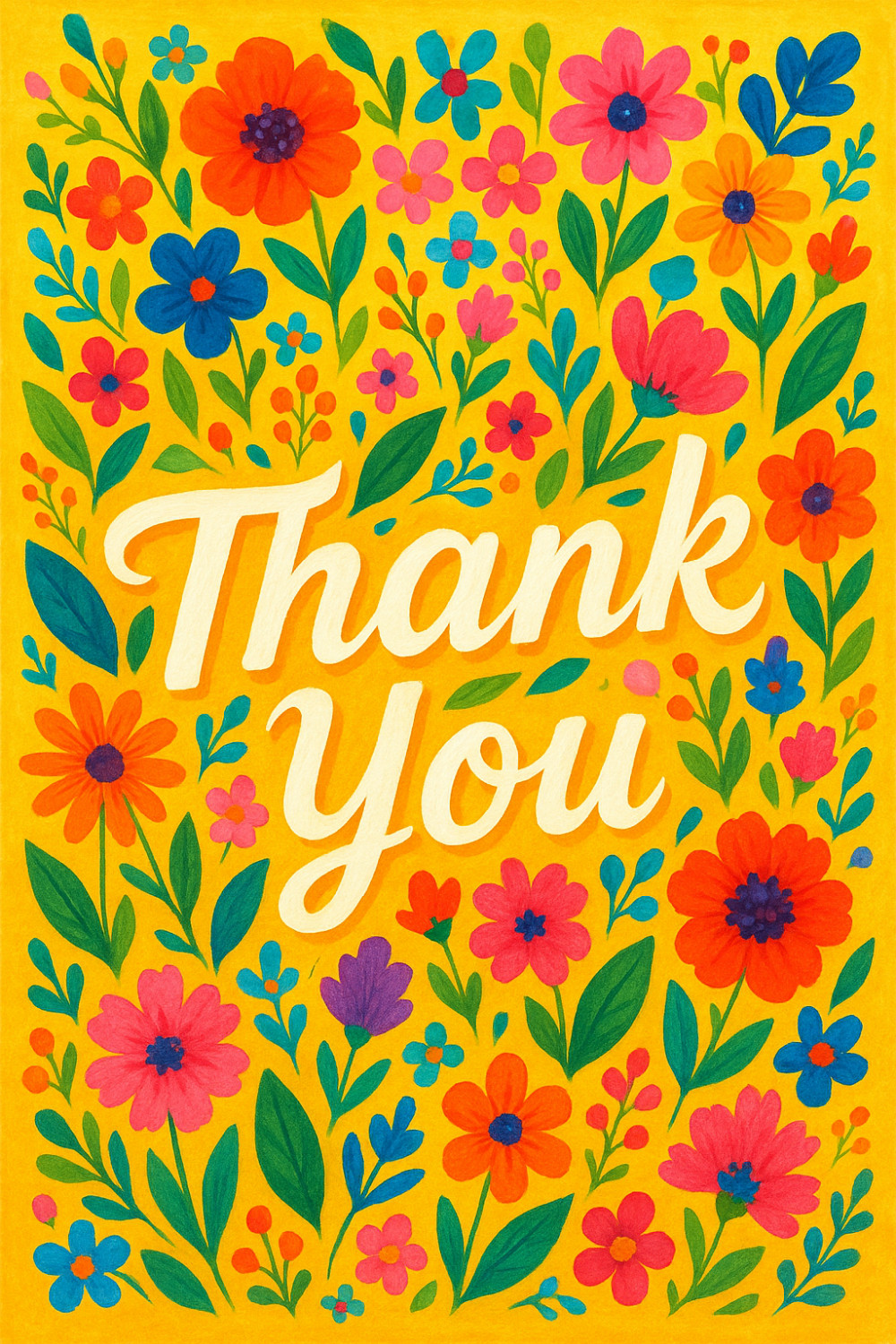 Heartfelt Flowers — colorful style thank you greeting card
