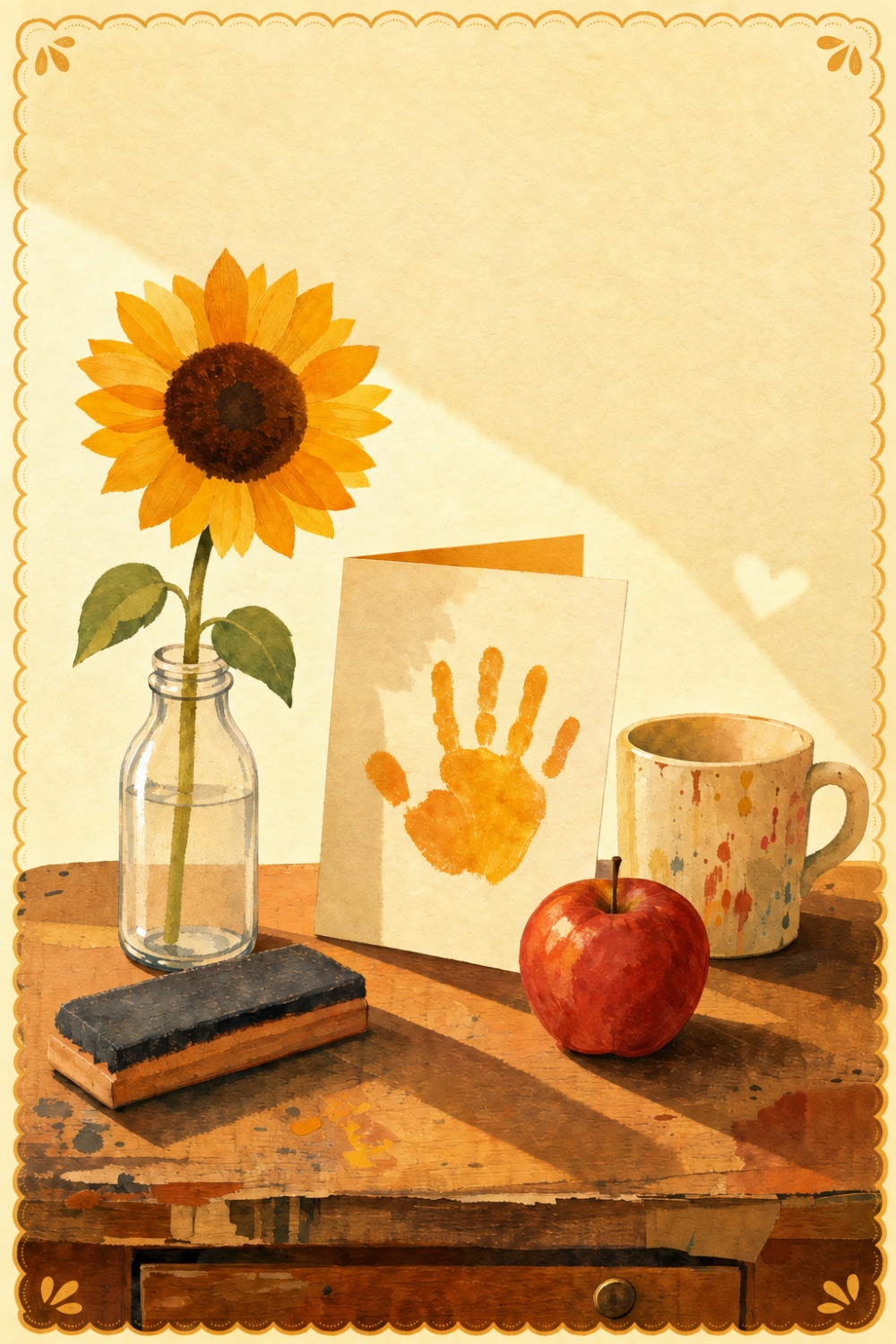 Sunflower Desk — artistic style teacher appreciation greeting card