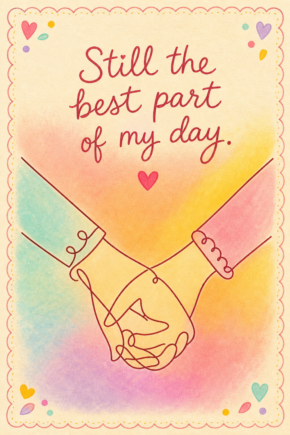 Holding Hands — colorful style valentine's day greeting card