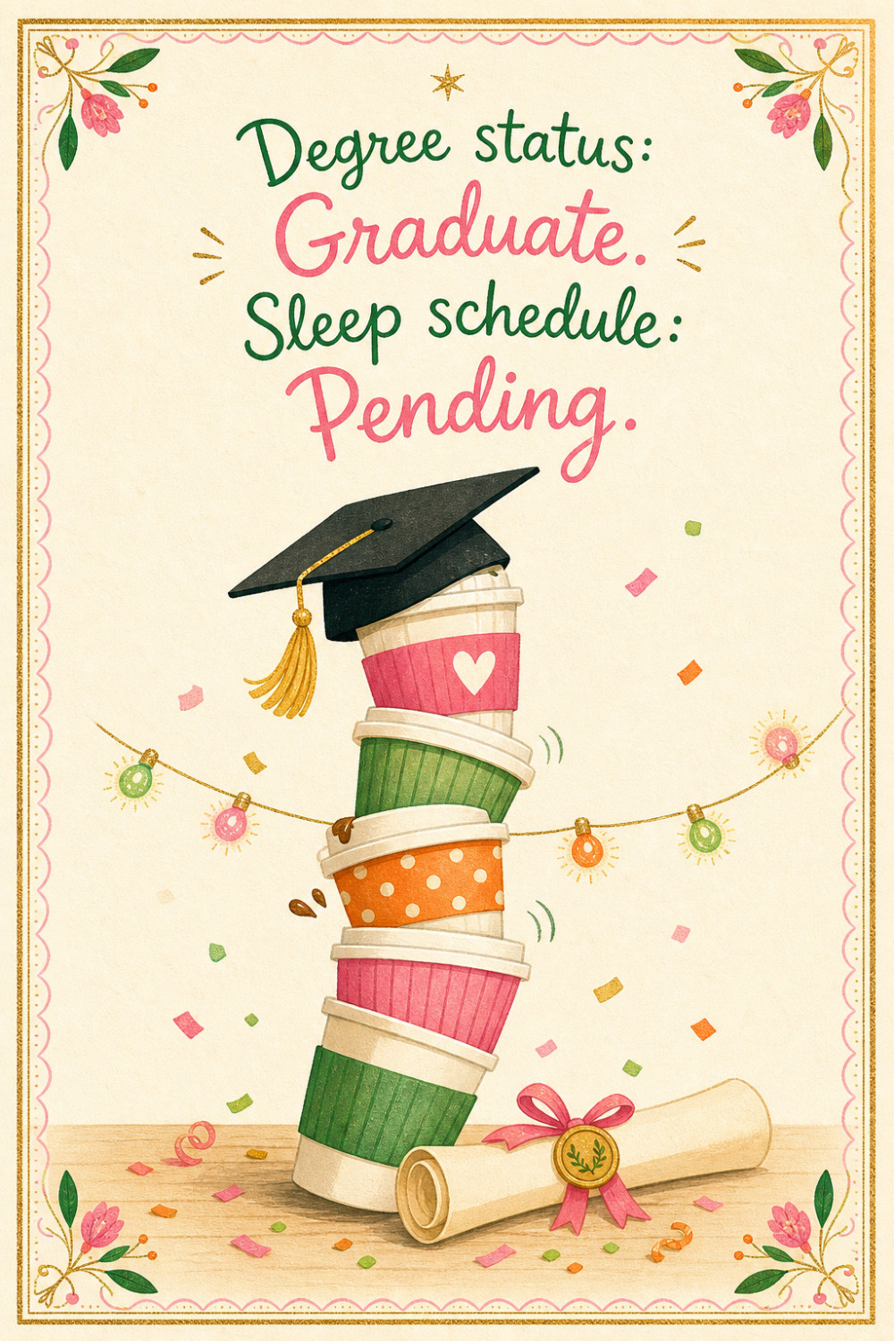 Coffee Tower — elegant style graduation greeting card