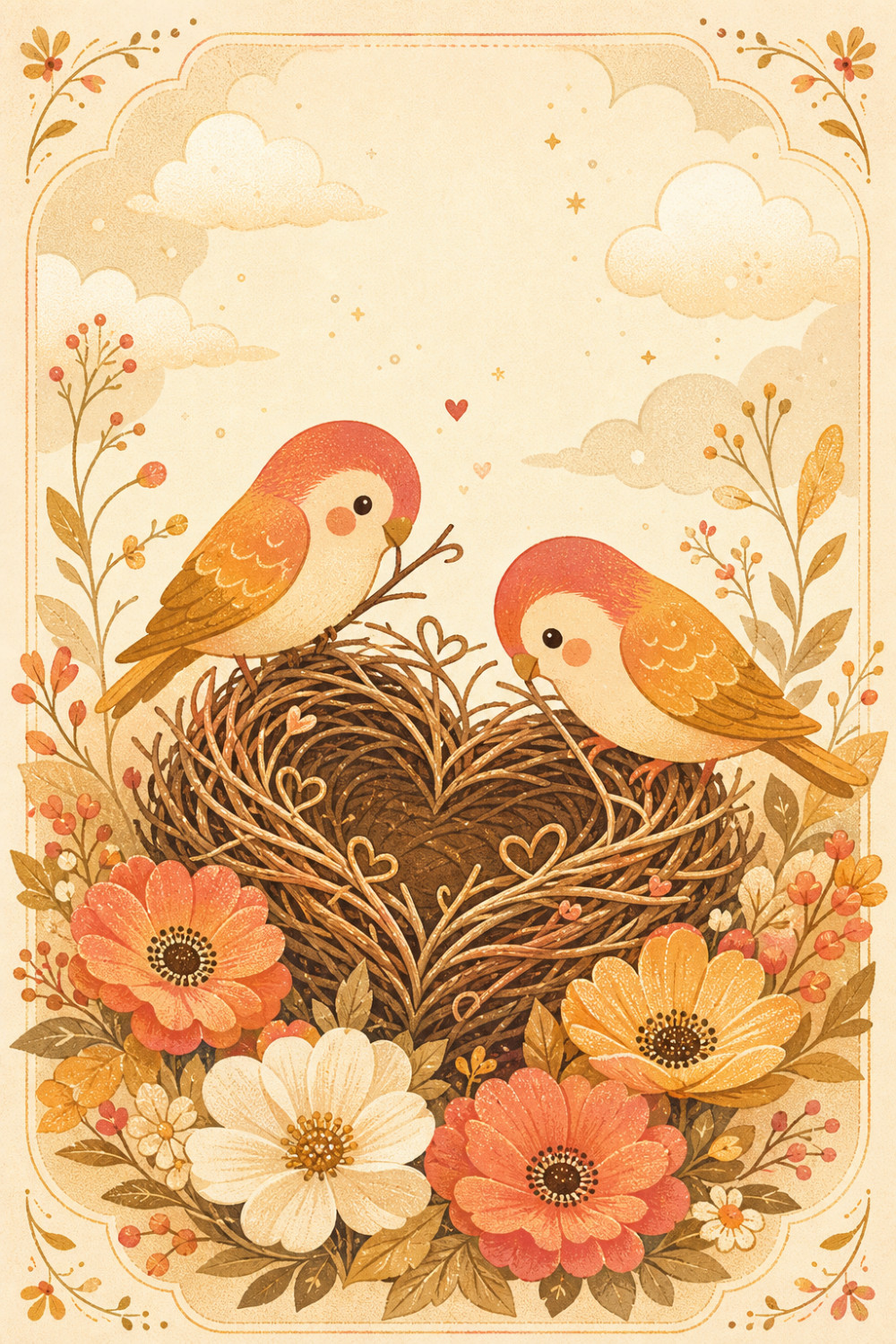 Heart Nestlings — elegant style valentine's day greeting card