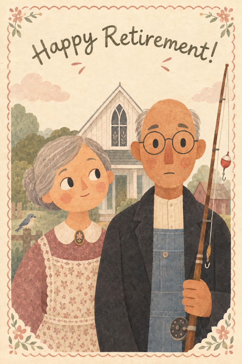 Farmhouse Duo — colorful style retirement greeting card