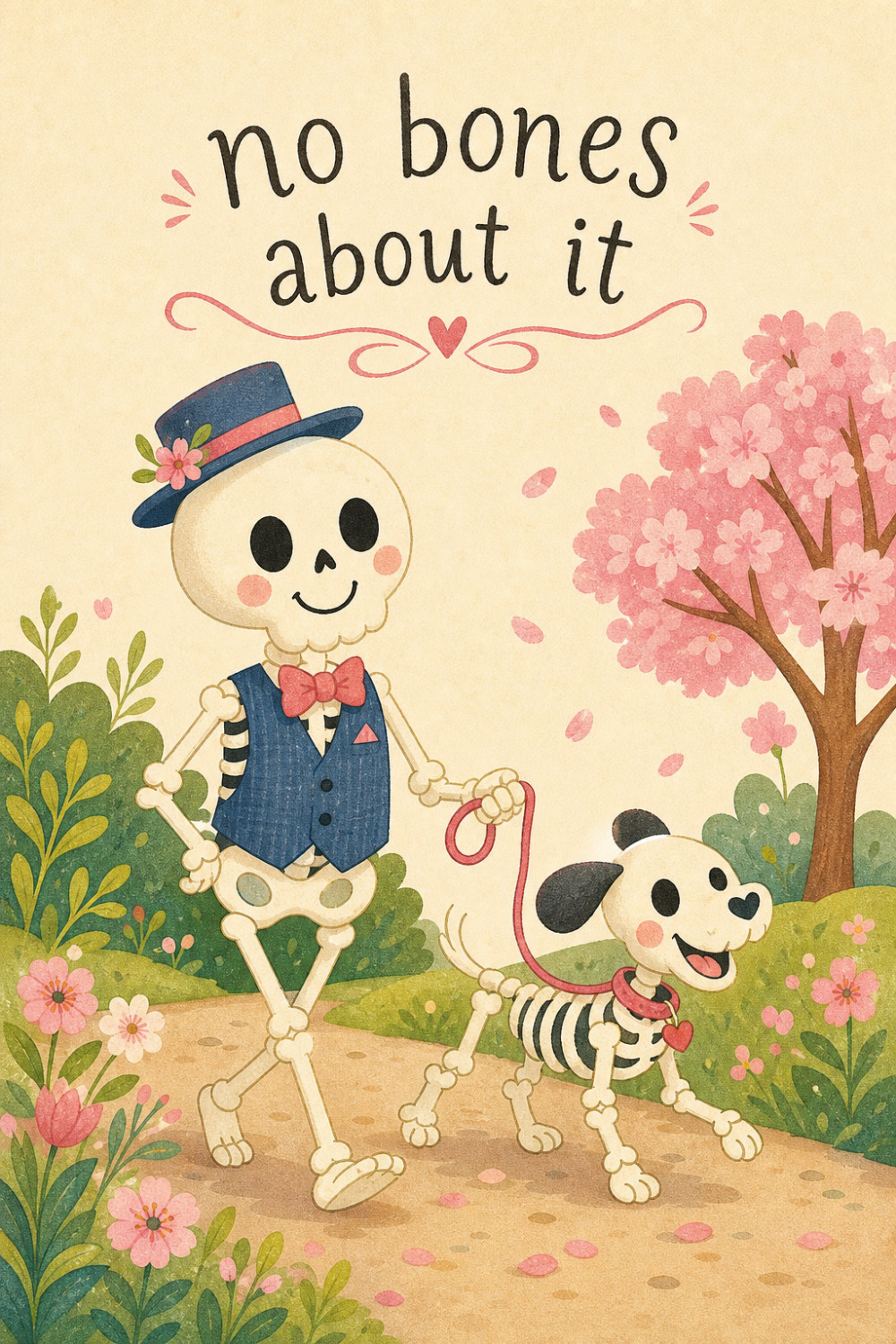 Skeleton Stroll — colorful style halloween greeting card