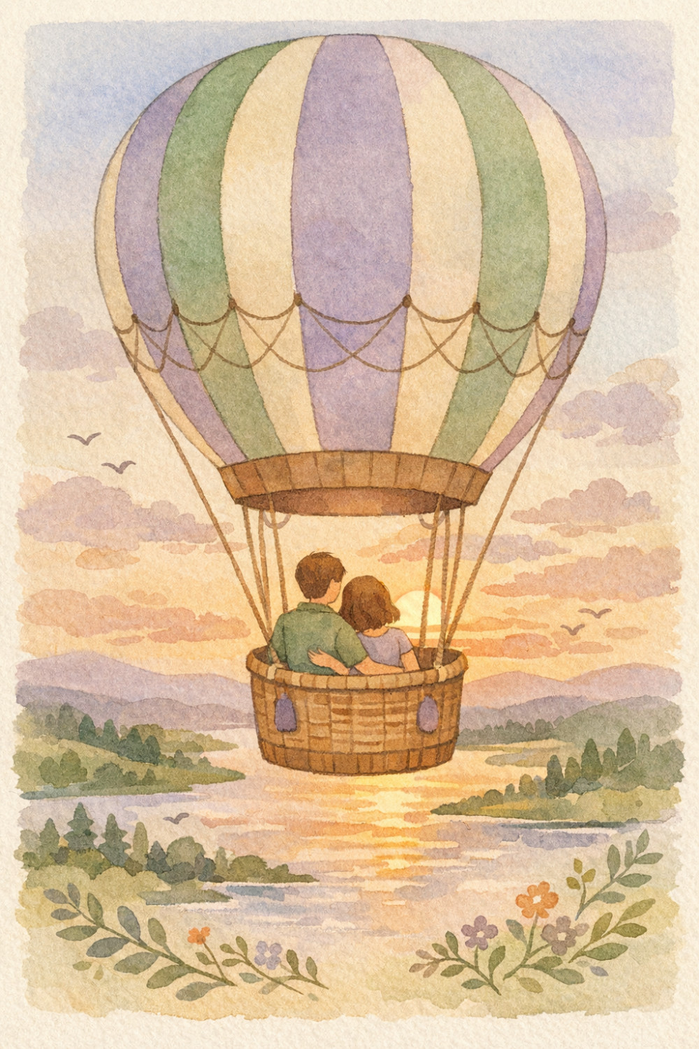 Floating Balloons — calm style anniversary greeting card