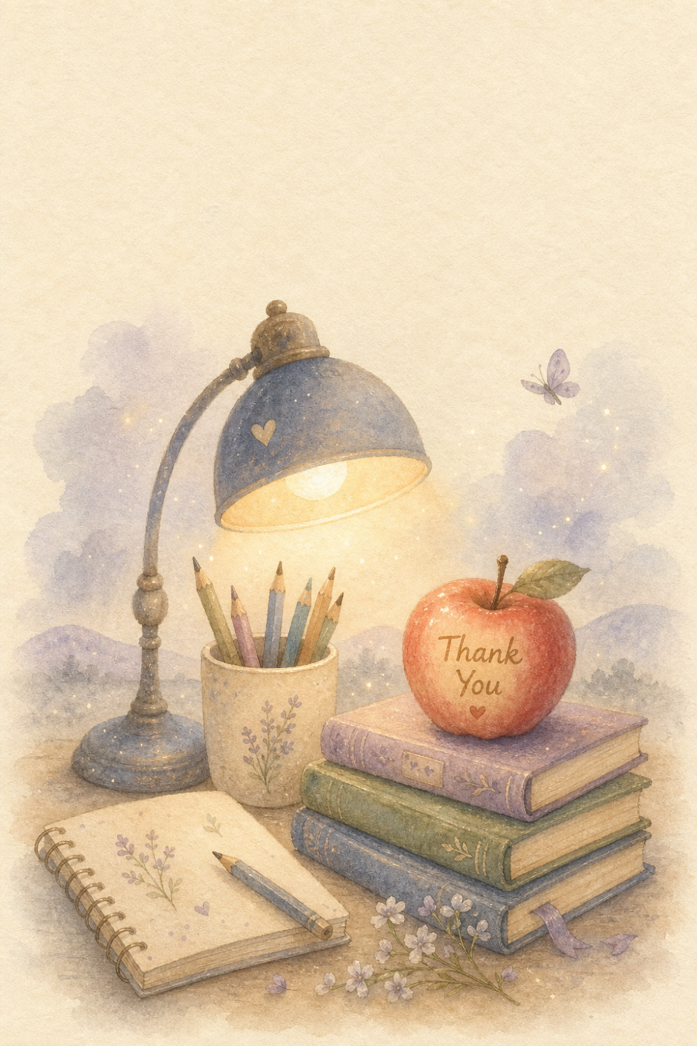 Cozy Study — artistic style teacher appreciation greeting card