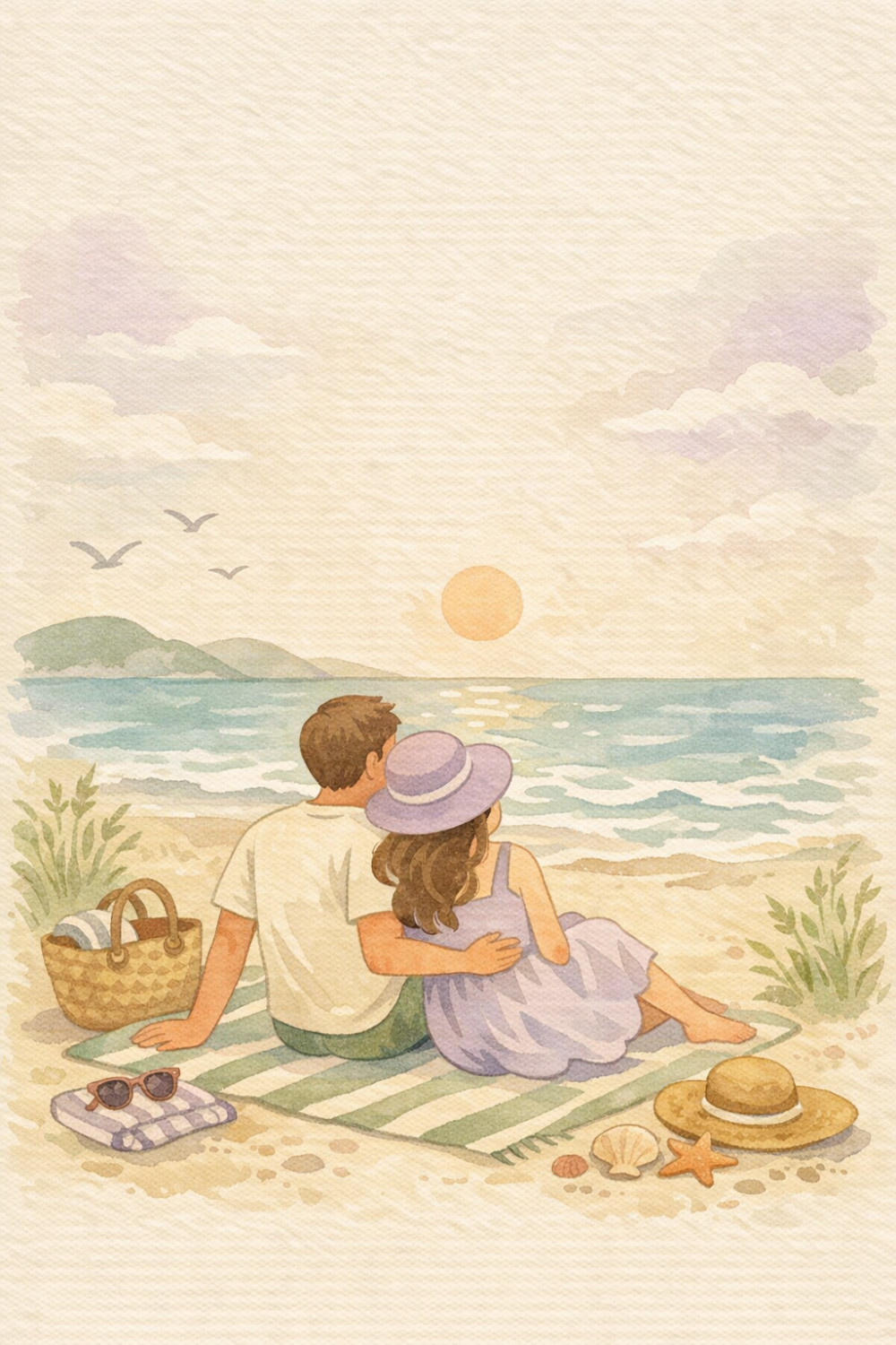 Sunlit Beach — calm style anniversary greeting card