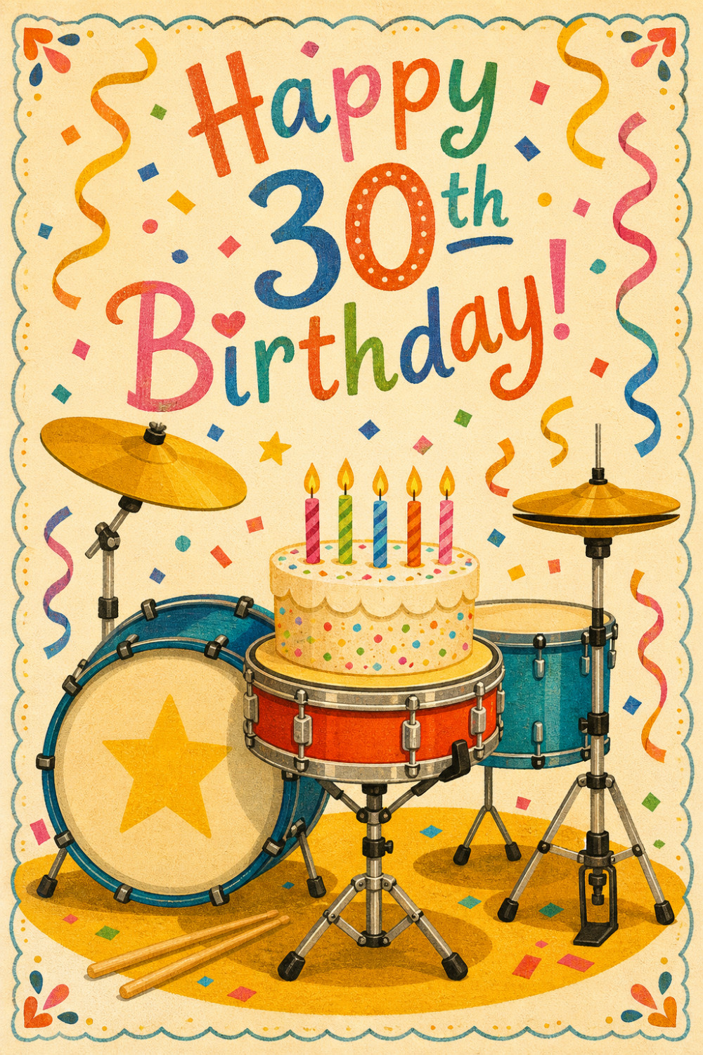 Drum Cake — colorful style birthday greeting card