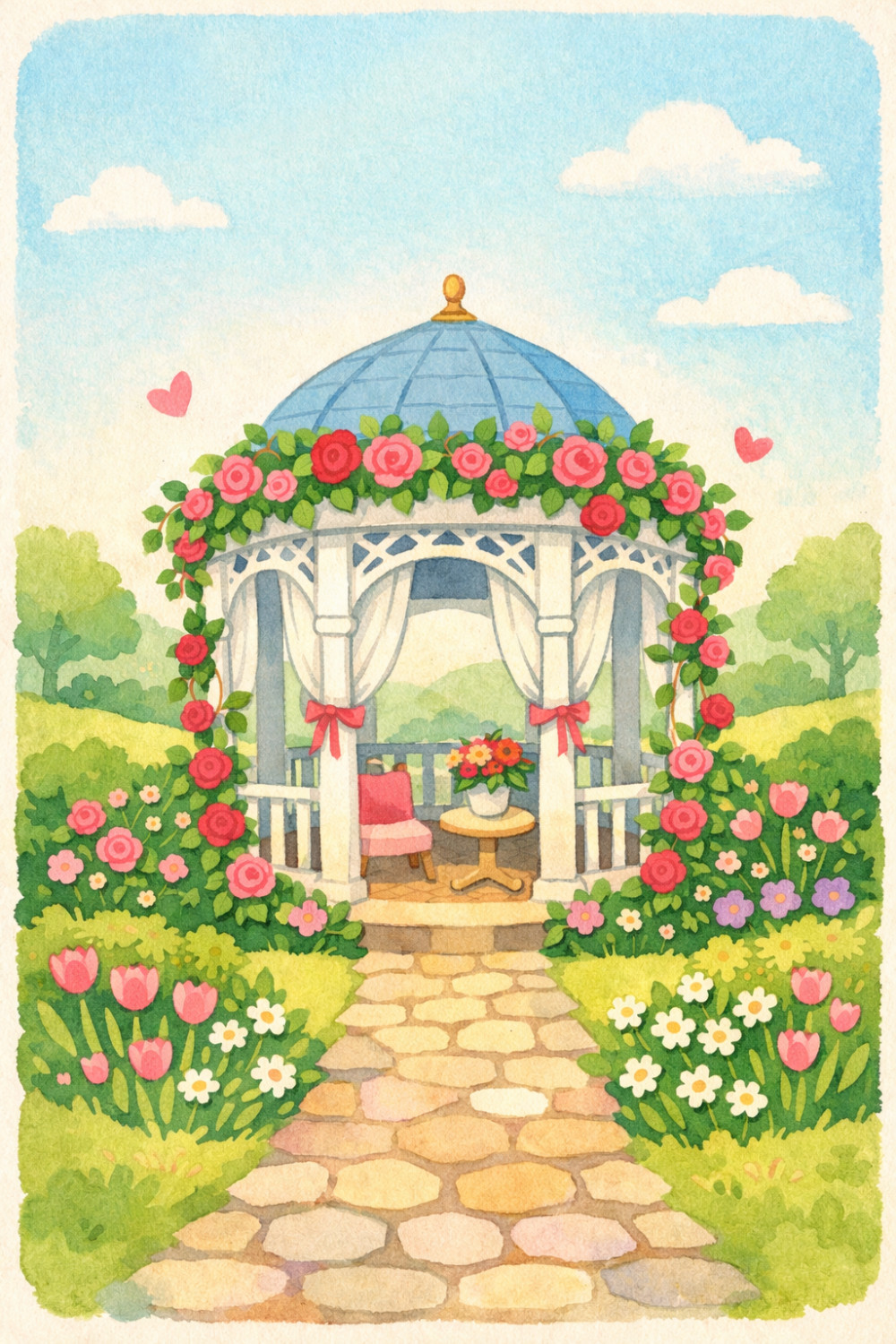 Love Gazebo — artistic style anniversary greeting card
