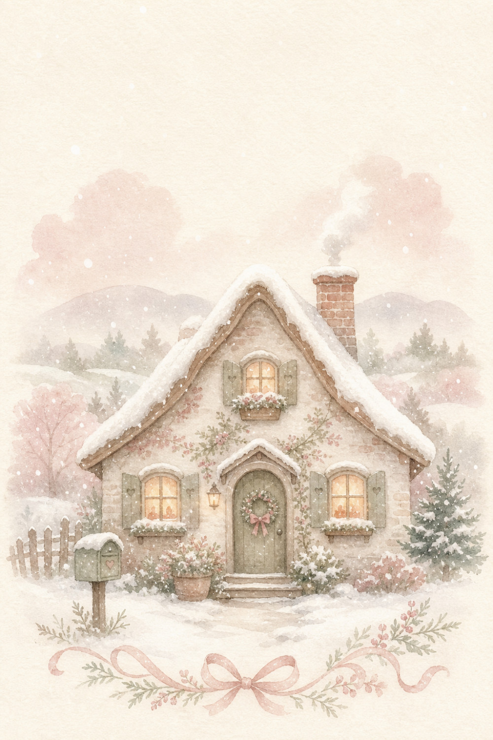 Cozy Cottage — calm style christmas greeting card