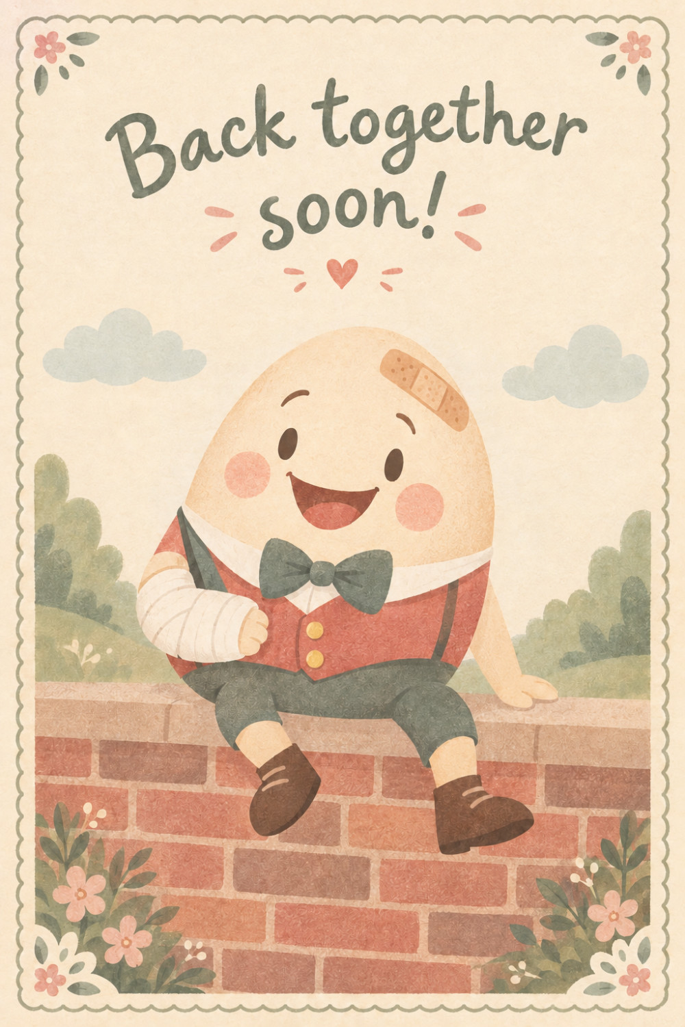 Humpty Dumpty — artistic style get well soon greeting card