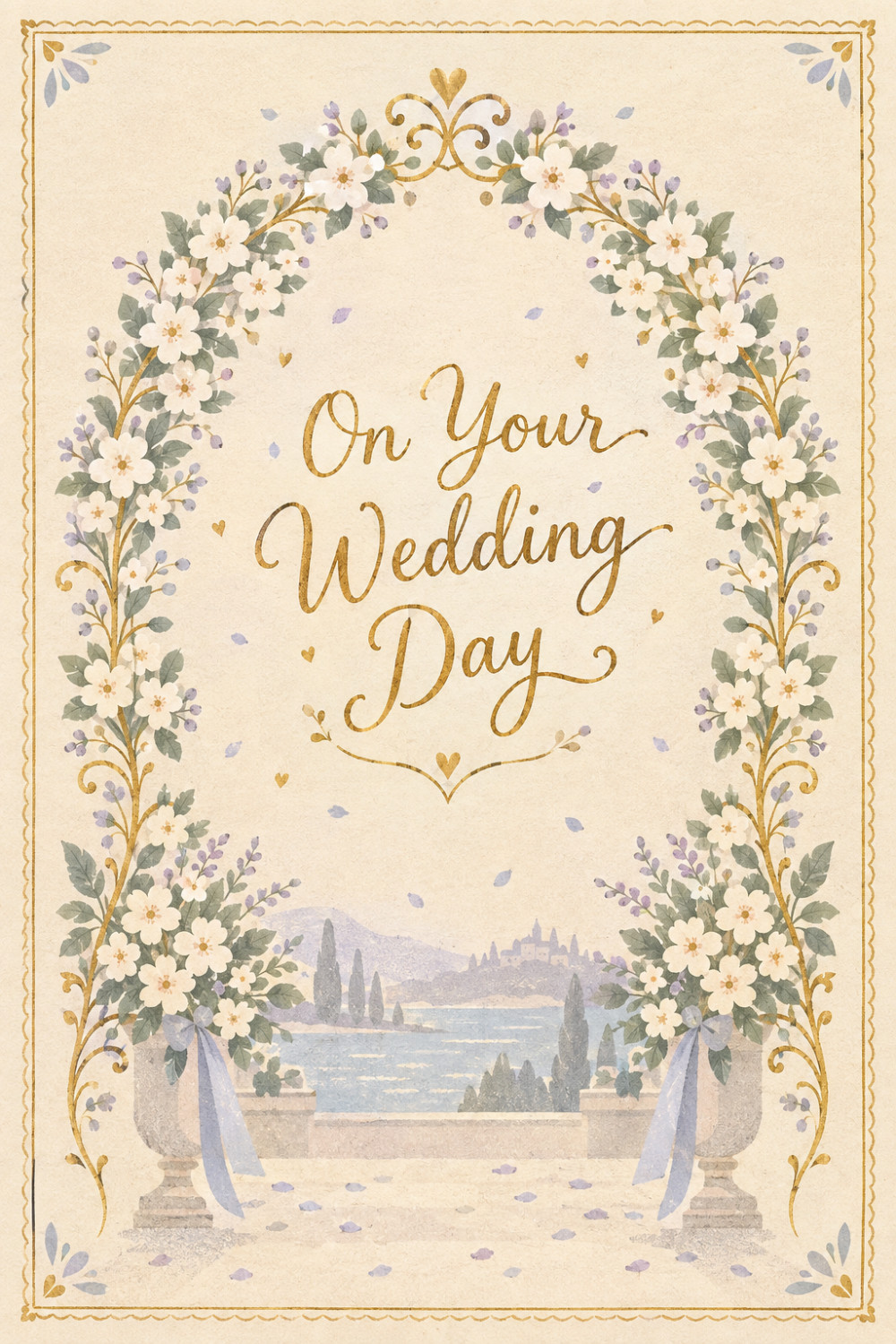 Floral Archway — elegant style wedding greeting card