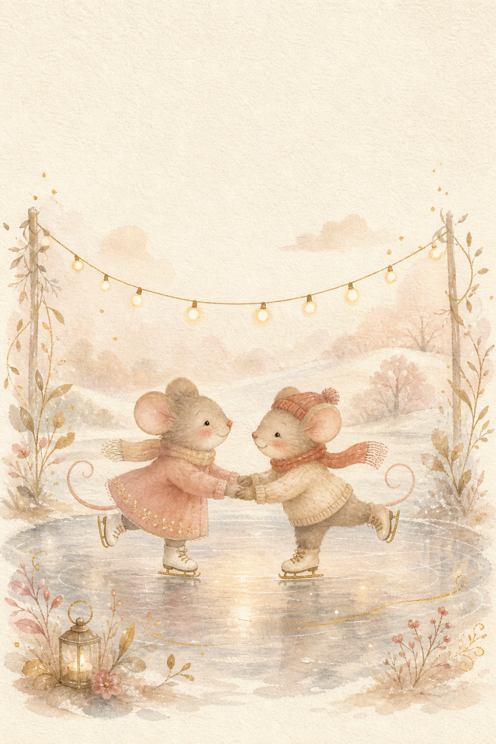 Ice Skaters — elegant style christmas greeting card