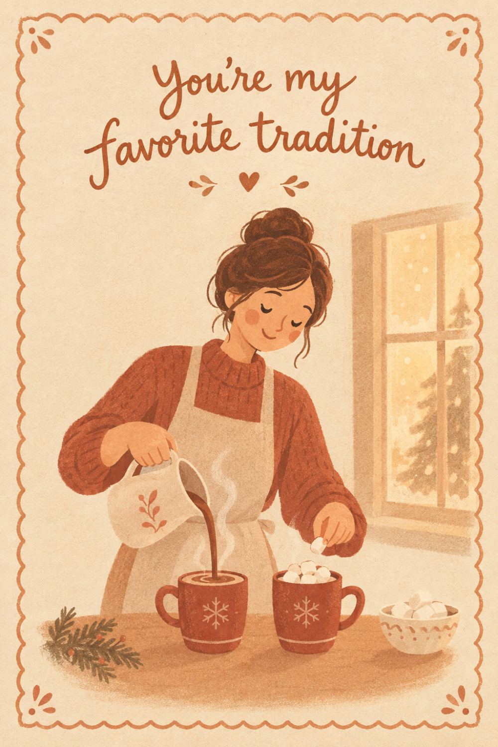 Cozy Cocoa — calm style christmas greeting card