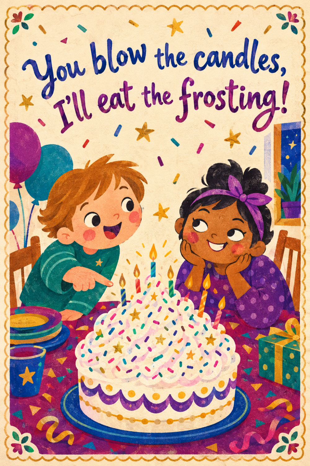 Birthday Cake — colorful style birthday greeting card