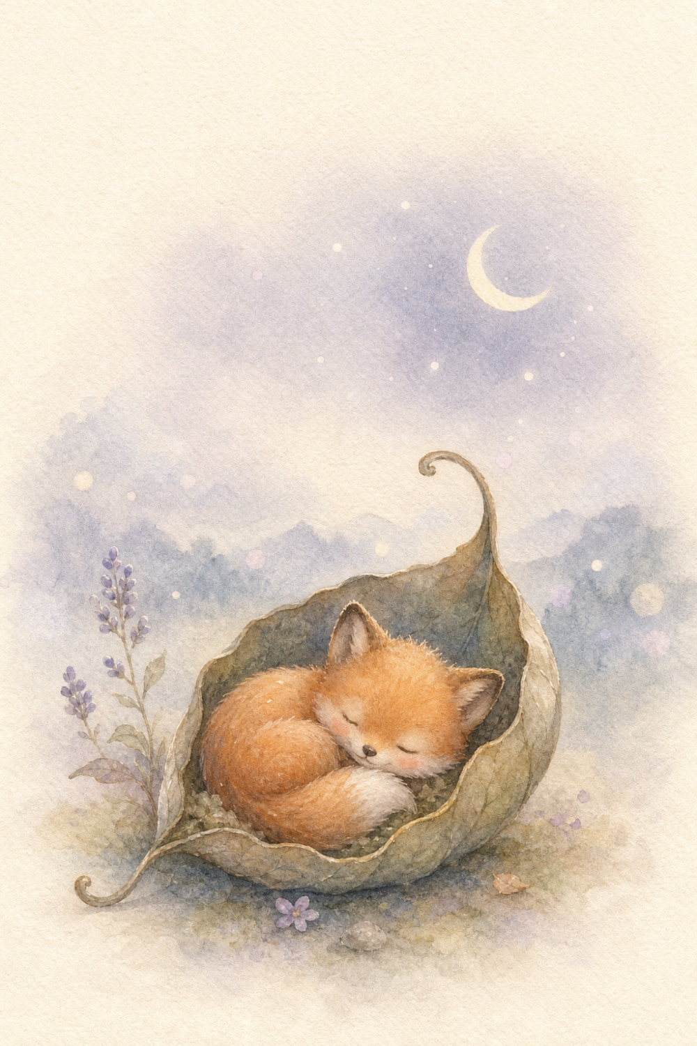 Cozy Fox — calm style new baby greeting card