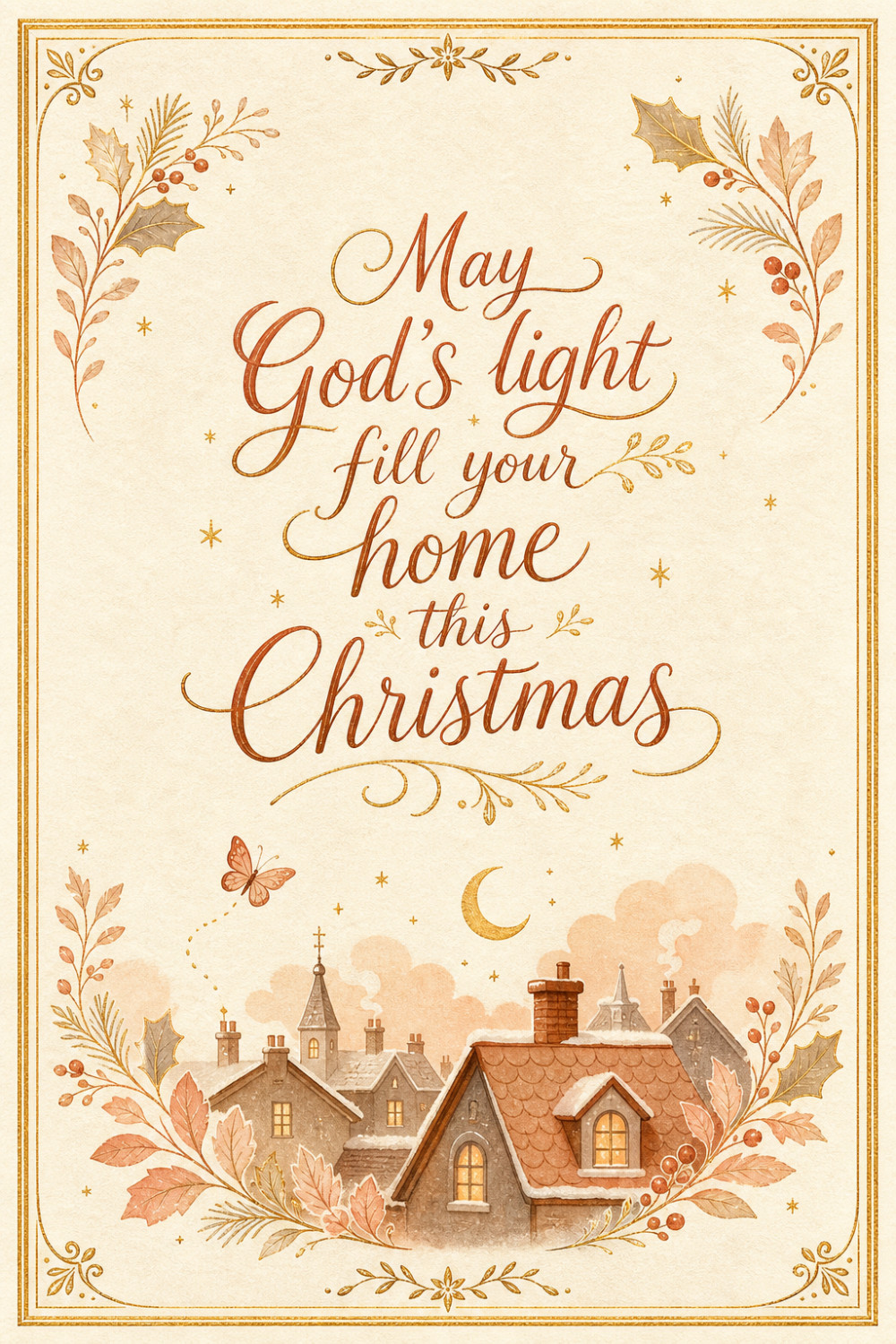 Winter Village — elegant style christmas greeting card